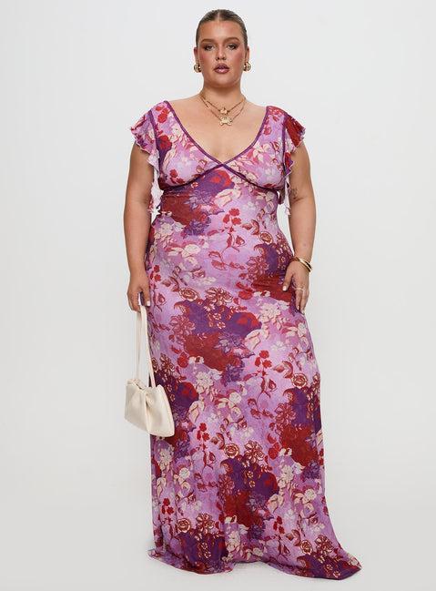 Soleila Maxi Dress Purple Multi Curve Product Image