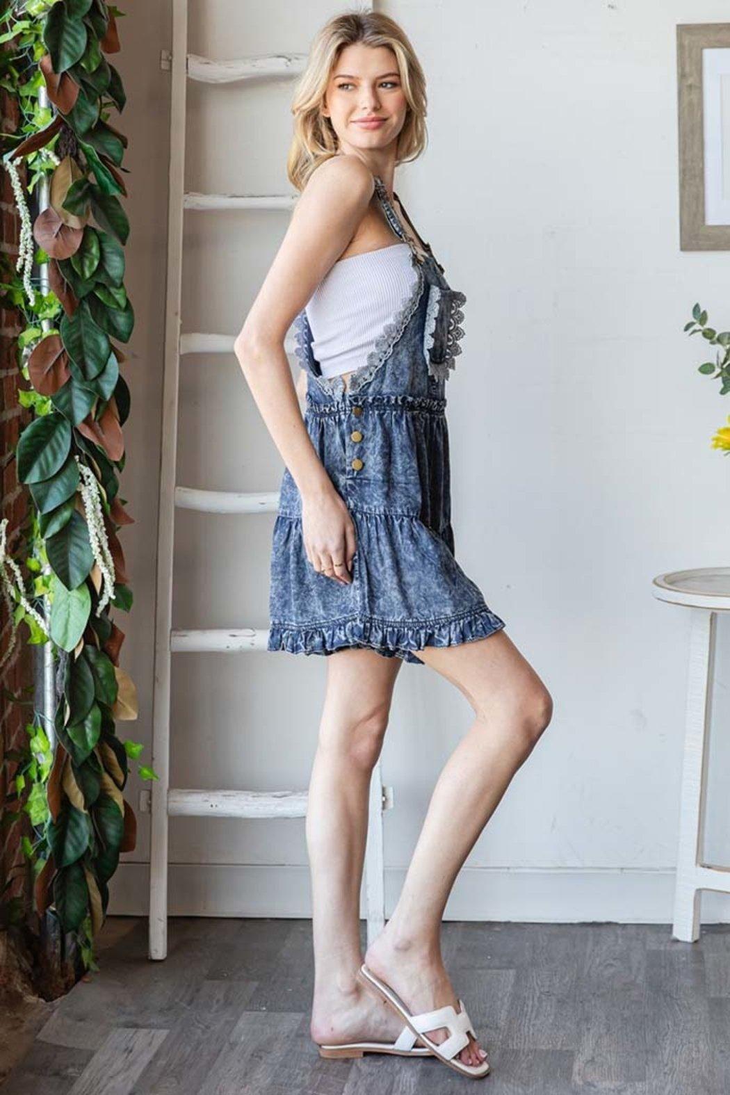 Embroidery Overall Romper Product Image