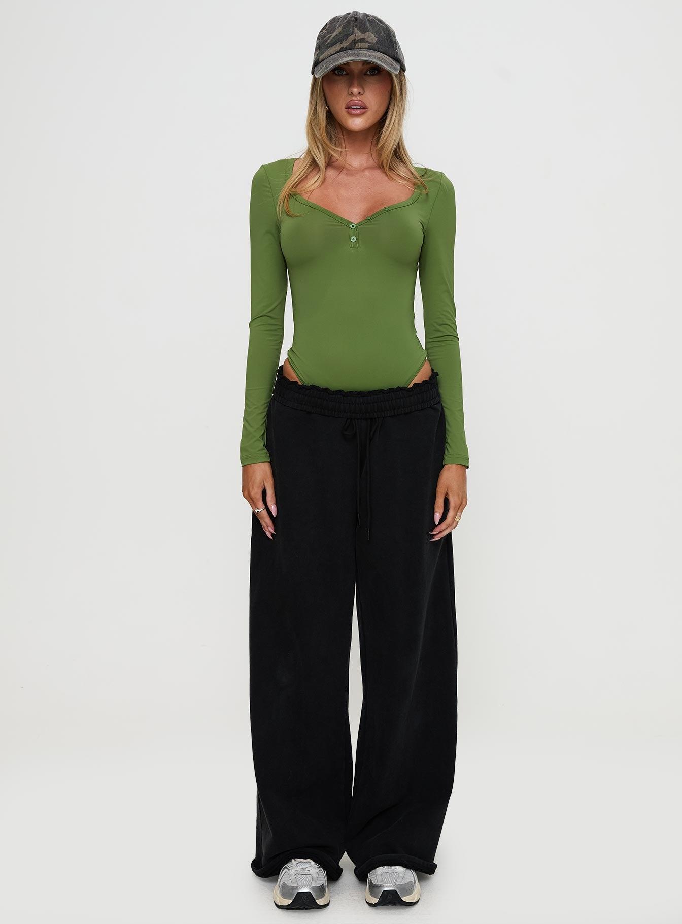 Delgado Long Sleeve Bodysuit Olive Product Image