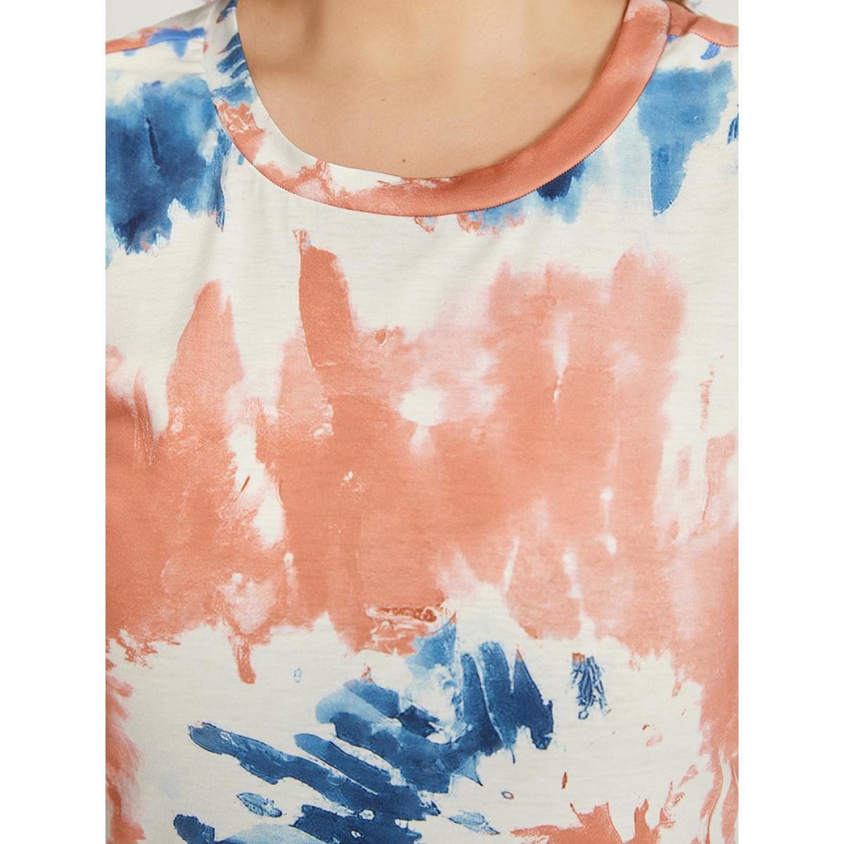 Plus Size Tie Dye Split Hem Pocket Crew Neck Sleeveless Dress Multicolor Women Casual Tie Dye Round Neck Sleeveless Curvy Midi Dress BloomChic 22-24/3X Product Image