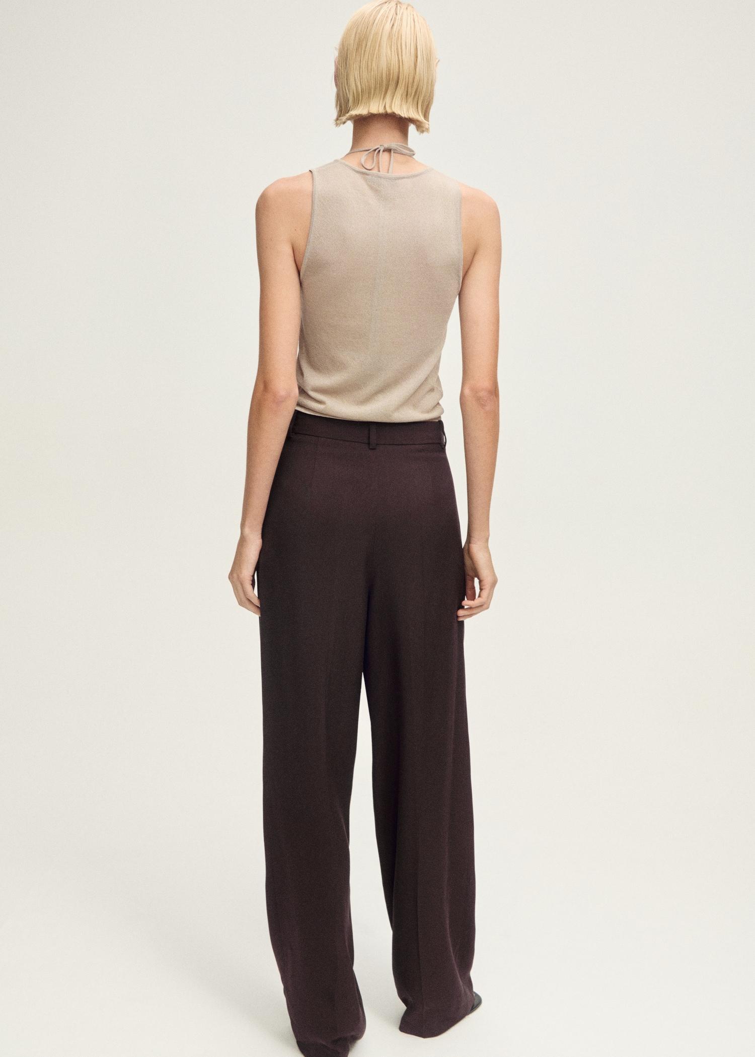 Wide-leg pleated pants - Women | MANGO USA Product Image
