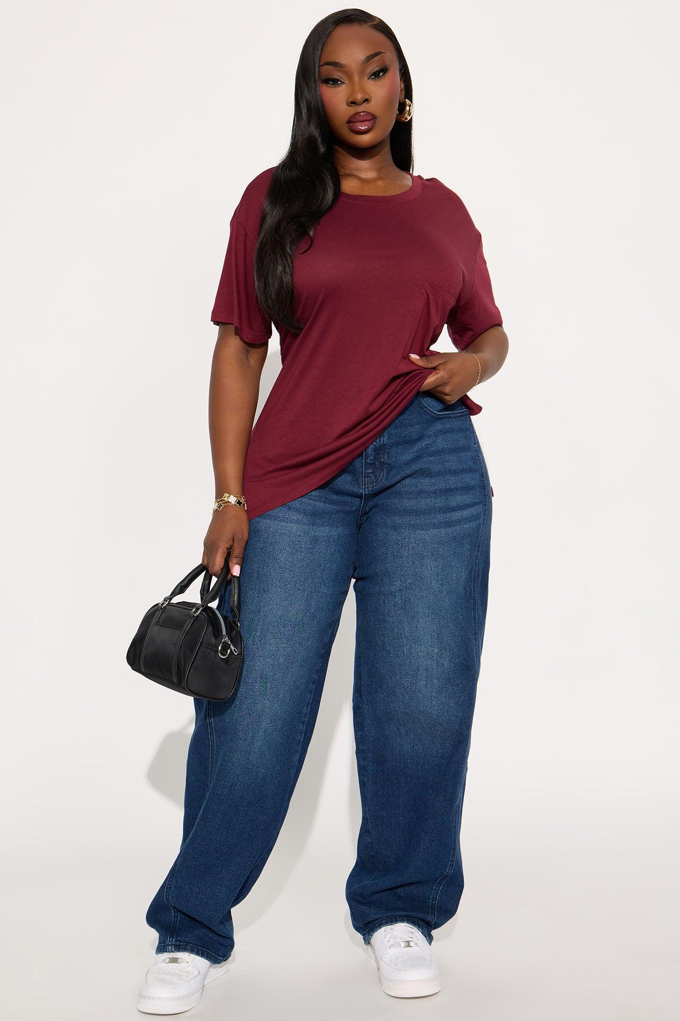 Laid Back Chillin' Pocket Tee - Burgundy Female Product Image