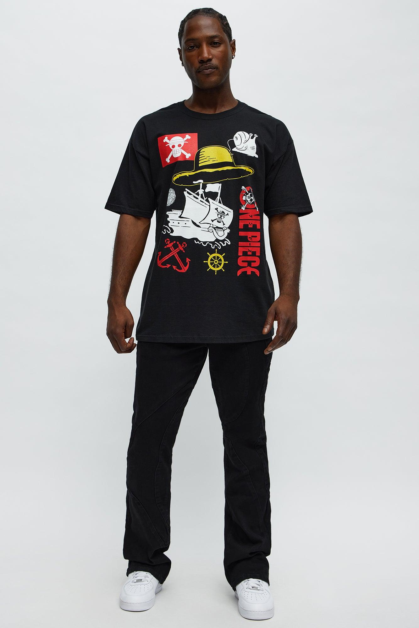 One Piece Straw Hat Ship Short Sleeve Tee - Black Male Product Image