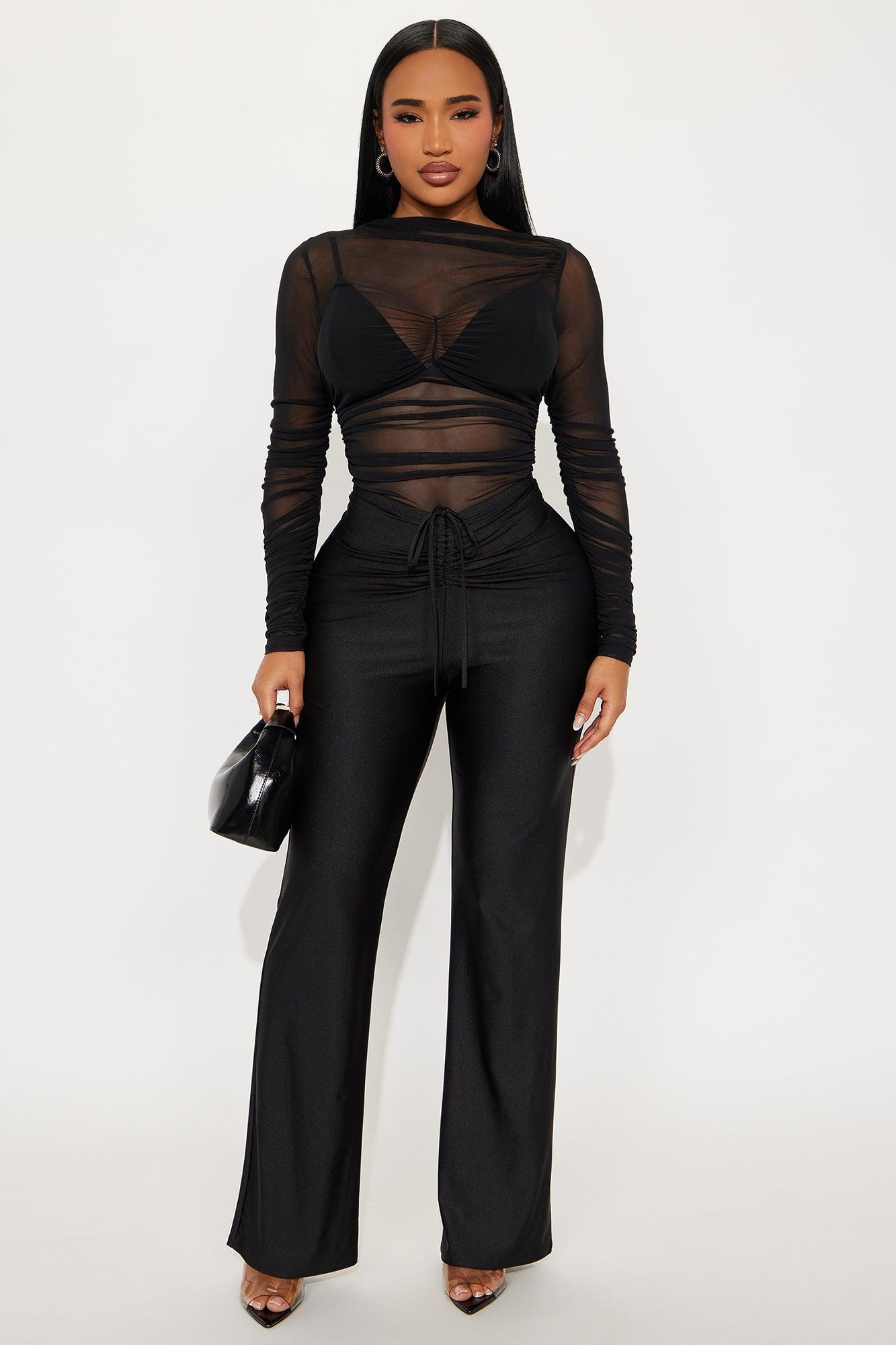 Power Trip Ruched Off Shoulder Mesh Bodysuit - Black Female Product Image