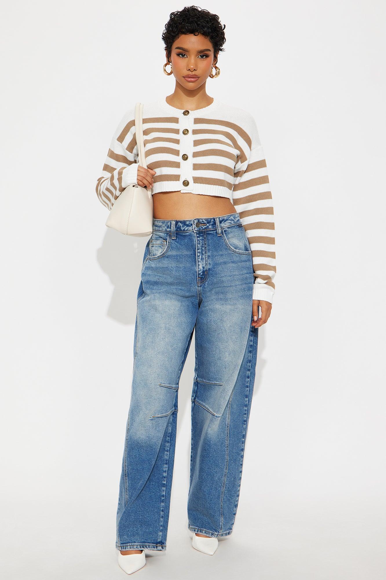 She's Classy Striped Cardigan - Taupe/combo Female Product Image