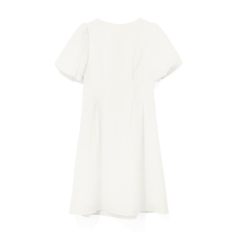 Fitted Waist And V-Neck Jacquard Midi Dress Product Image