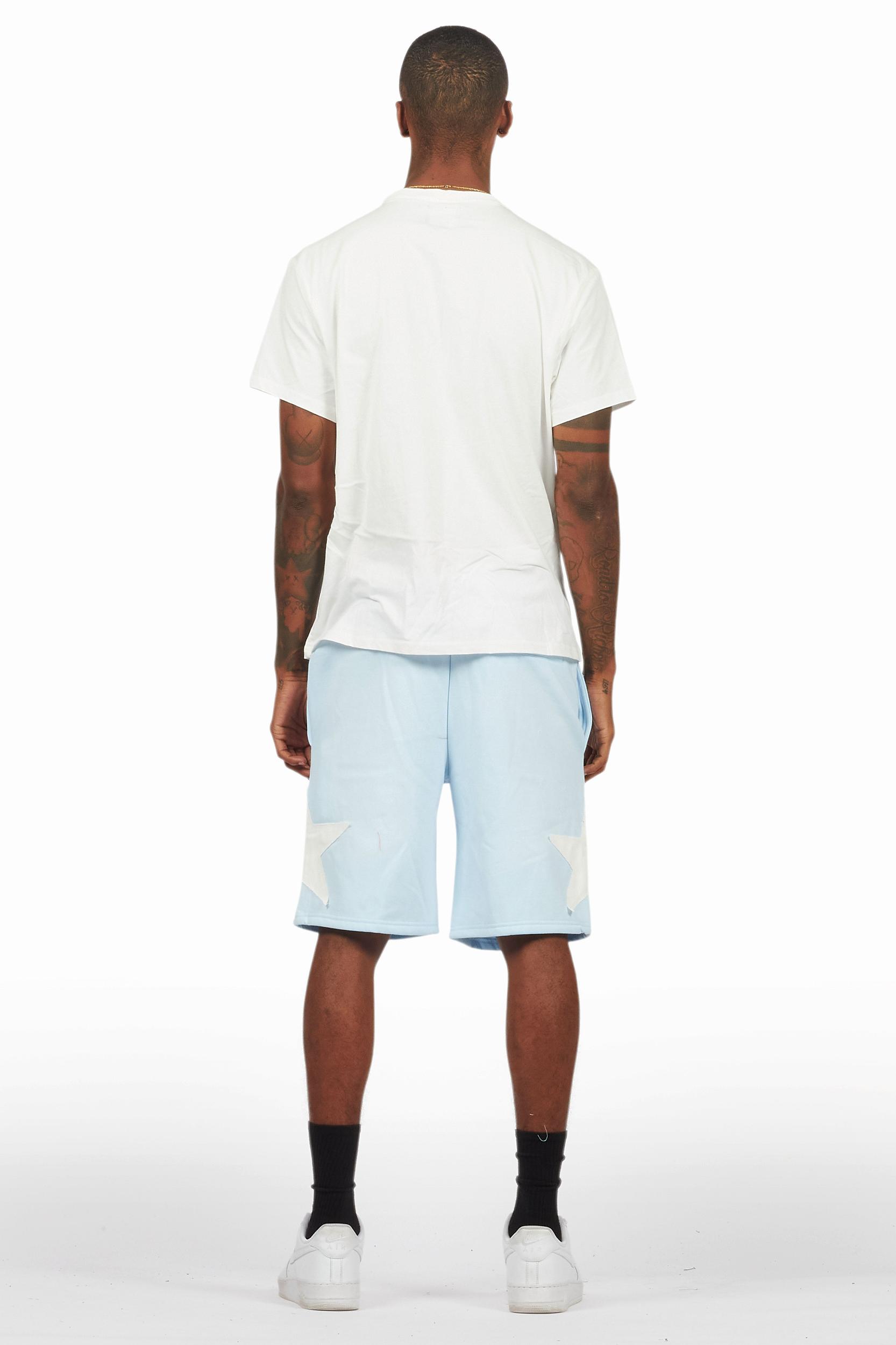 Sarge White/Blue T-Shirt/Short Set Male Product Image