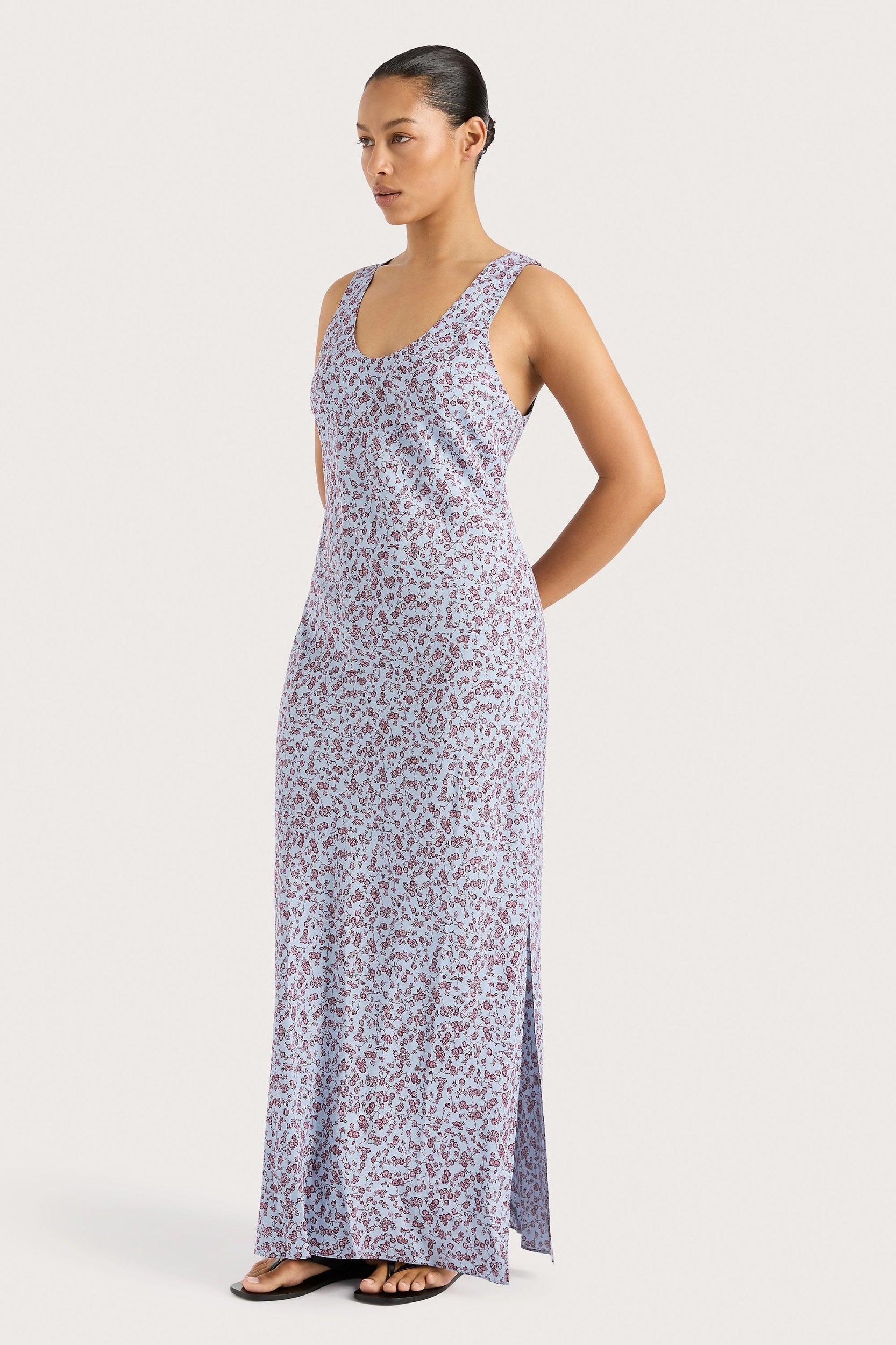 Olivia Maxi Dress Amaryllis Floral Blue - Final Sale Product Image