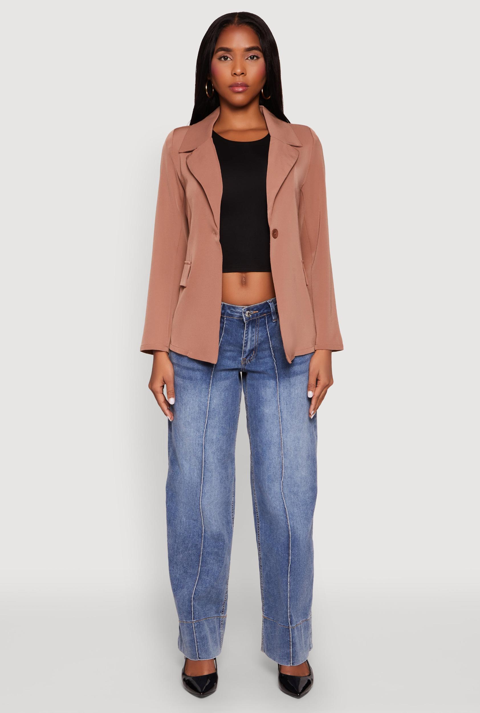 Padded Shoulder One Button Blazer Female Product Image