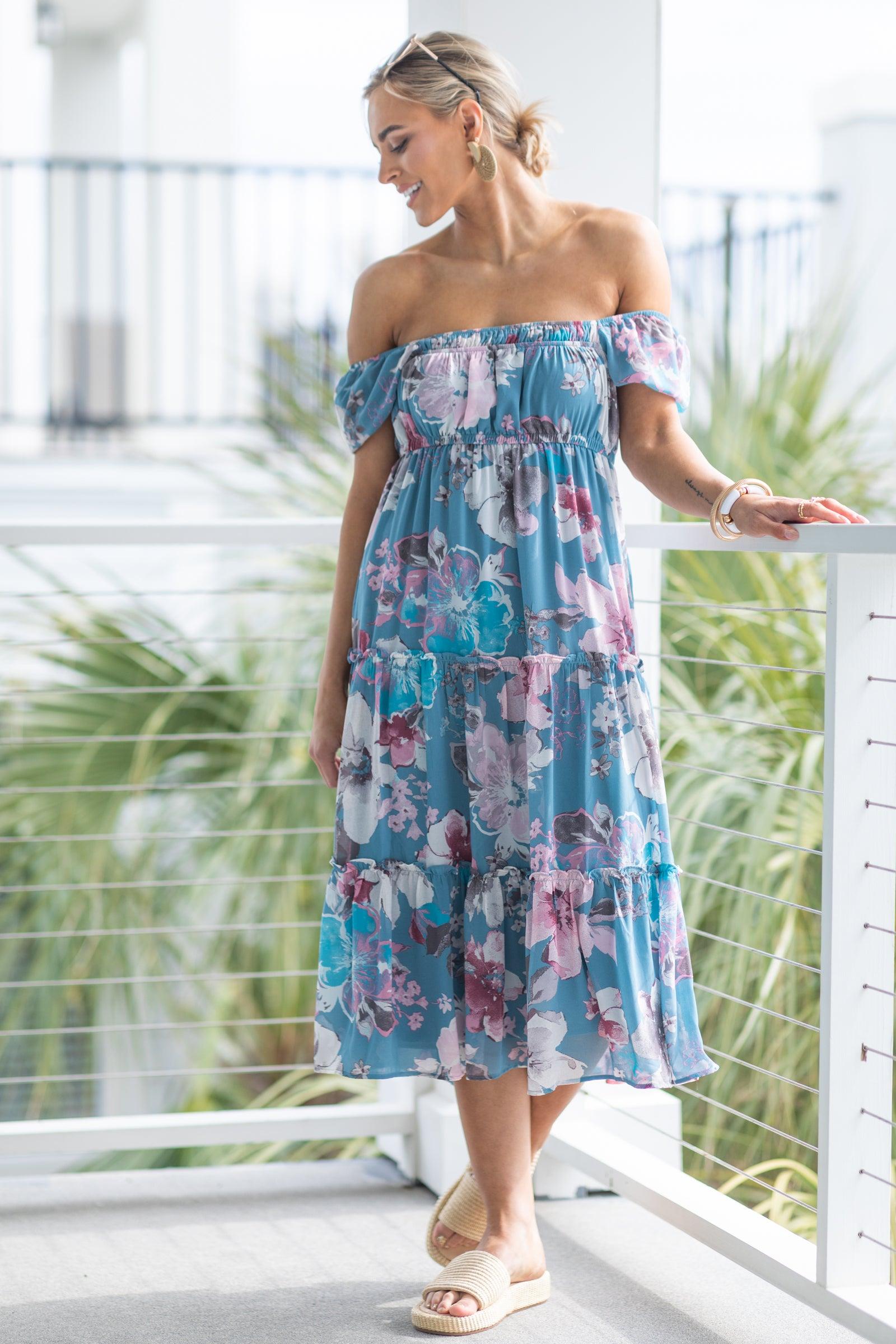 Floral Print Chiffon Midi Dress Product Image