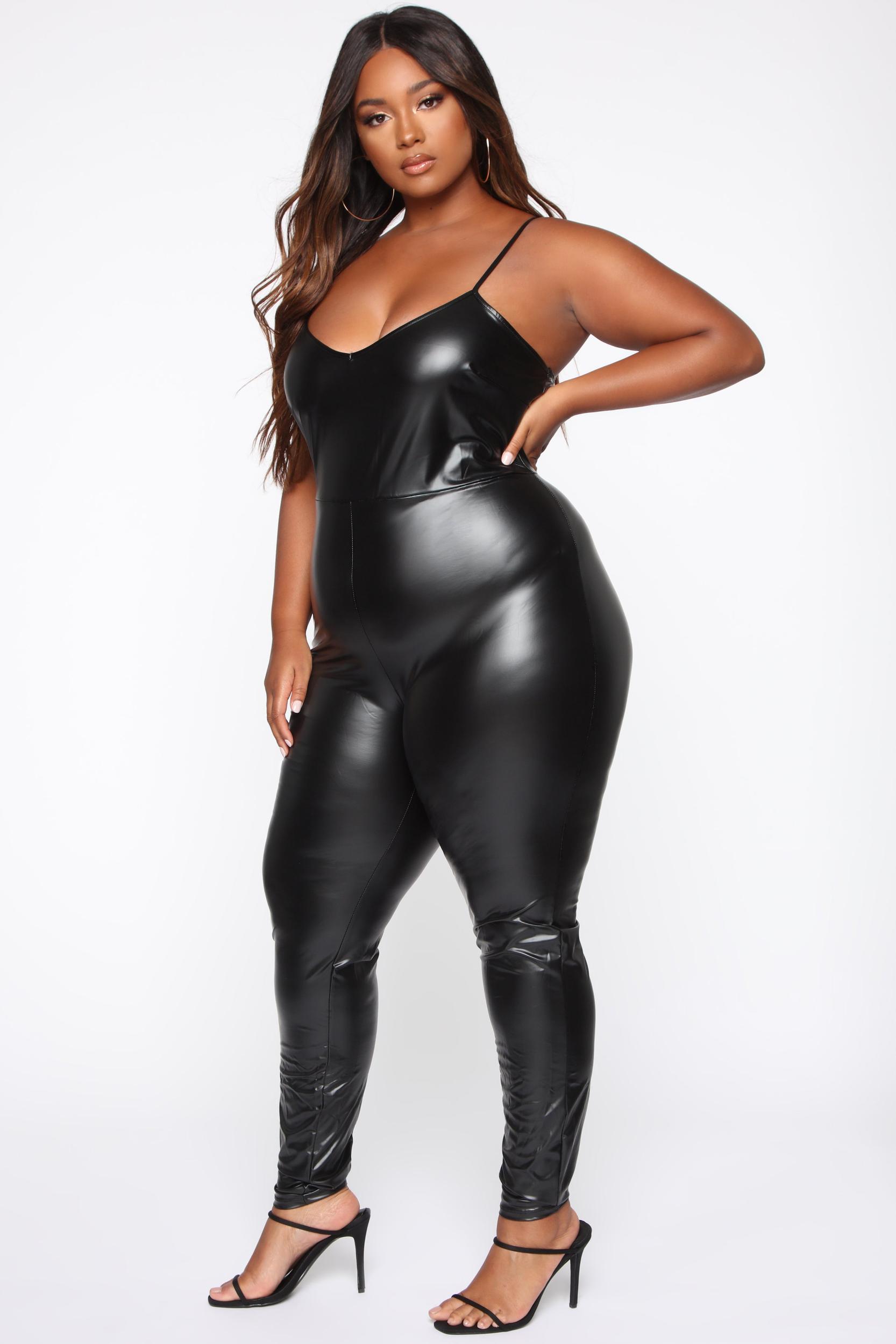 Feels So Classic Faux Leather Jumpsuit - Black Product Image
