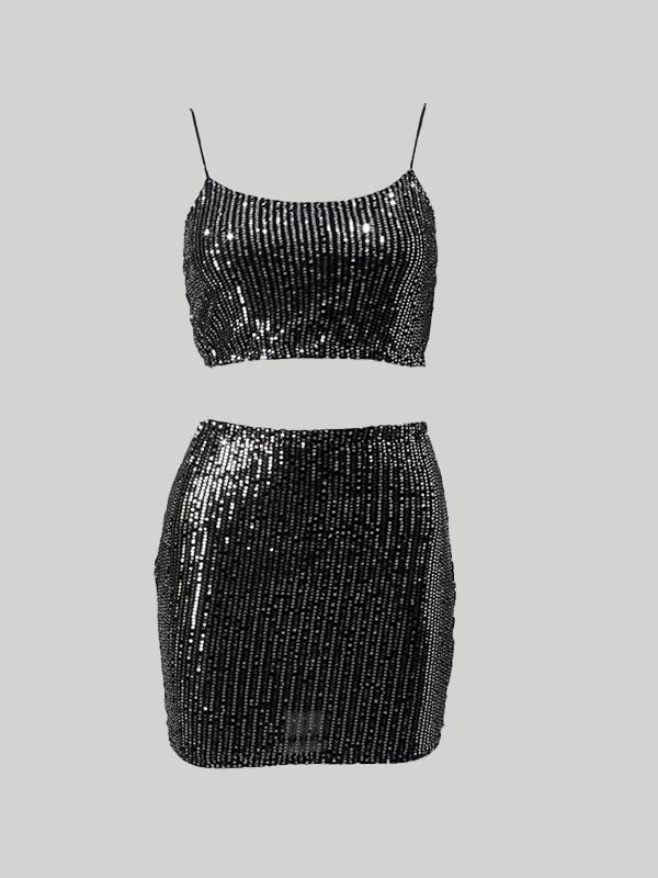 Solid Irregular Hem Cami Top & Cutout Low Rise Flare Pants Set Product Image