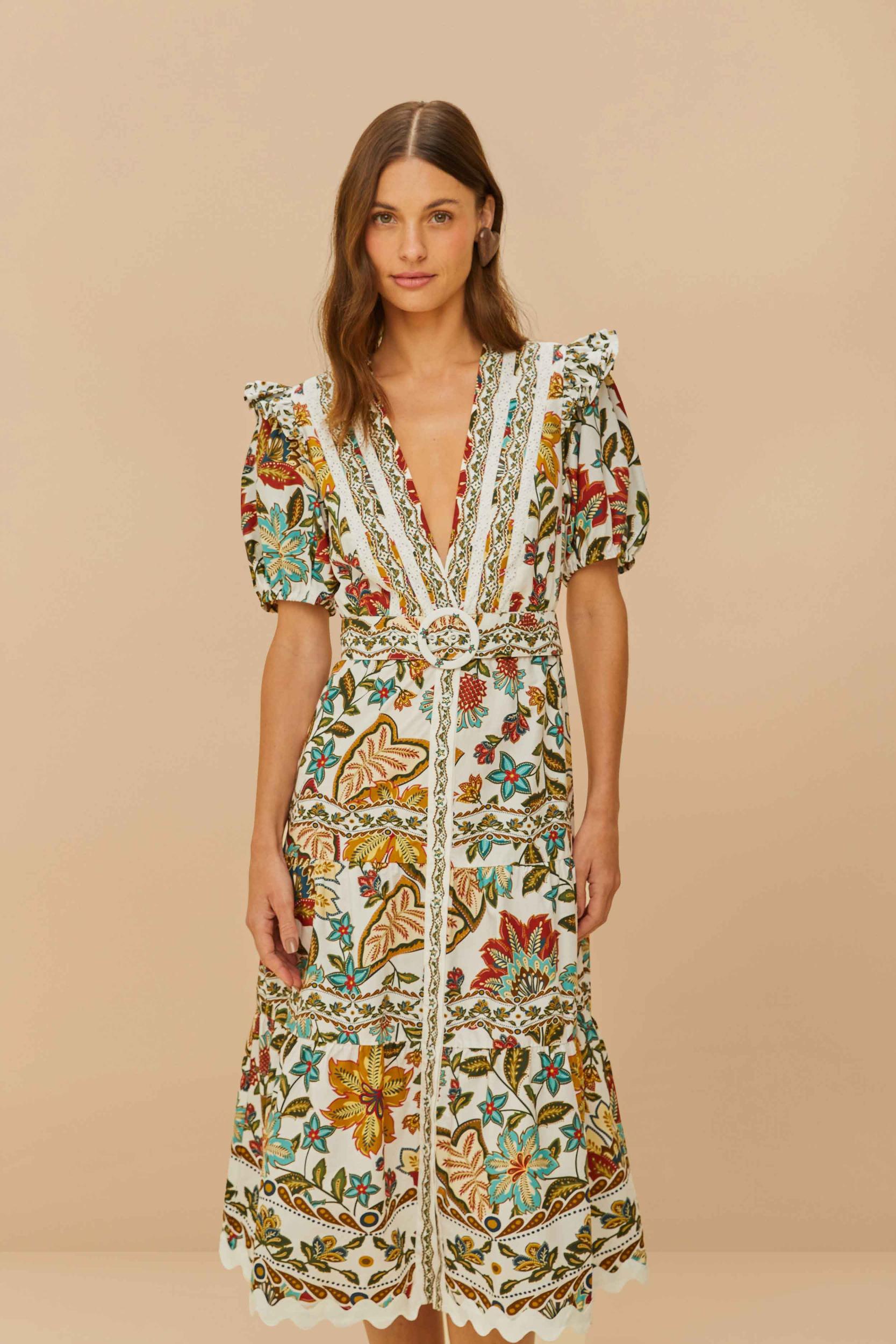 Off-White Botanicals Belted Midi Dress Product Image