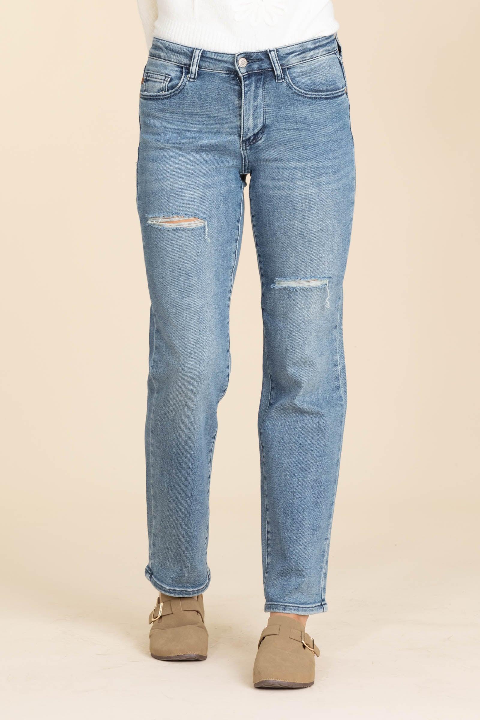 Judy Blue Contrast Wash Distressed Dad Jean Product Image