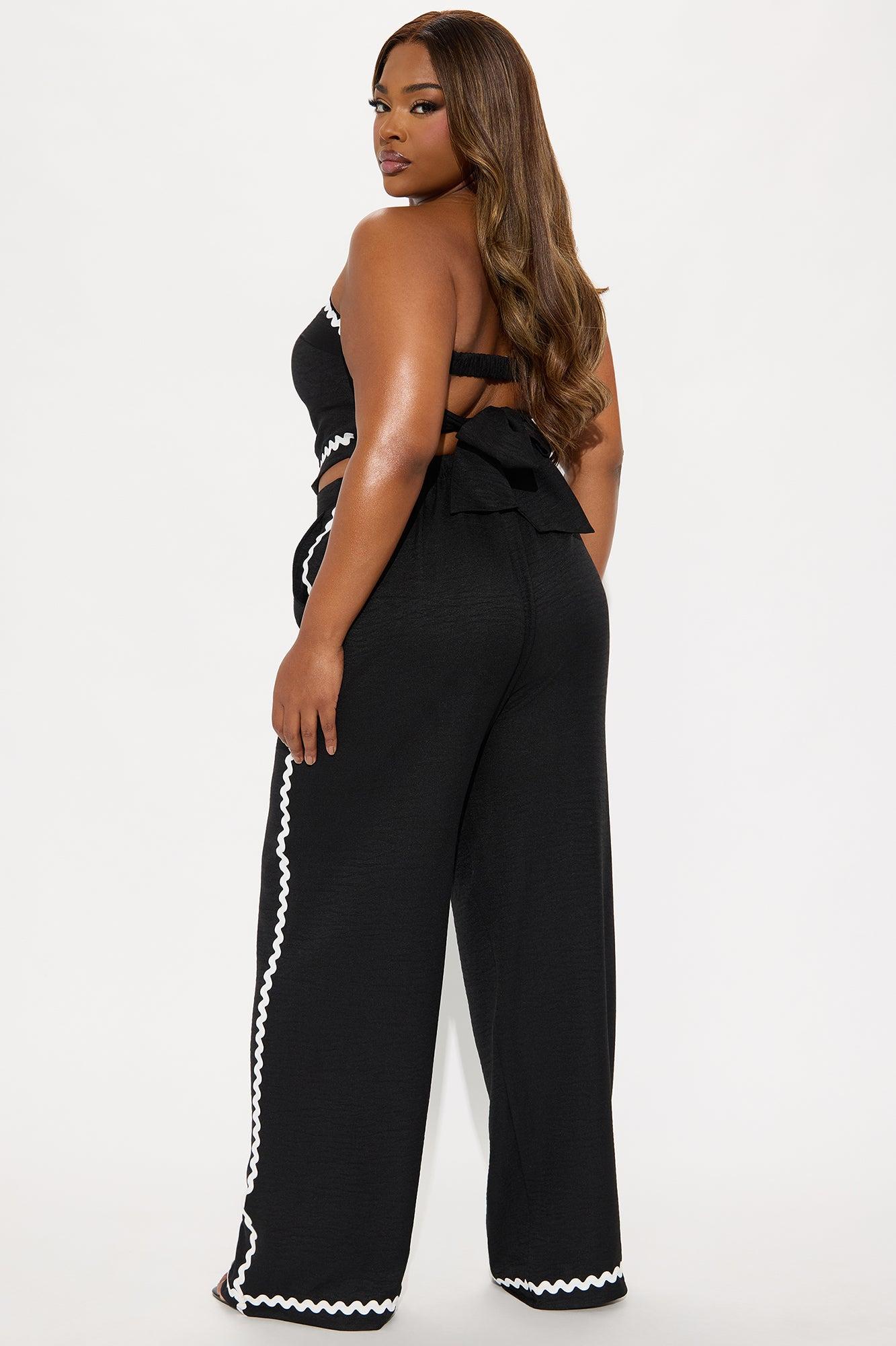 Brenda Linen Pant Set - Black Female Product Image