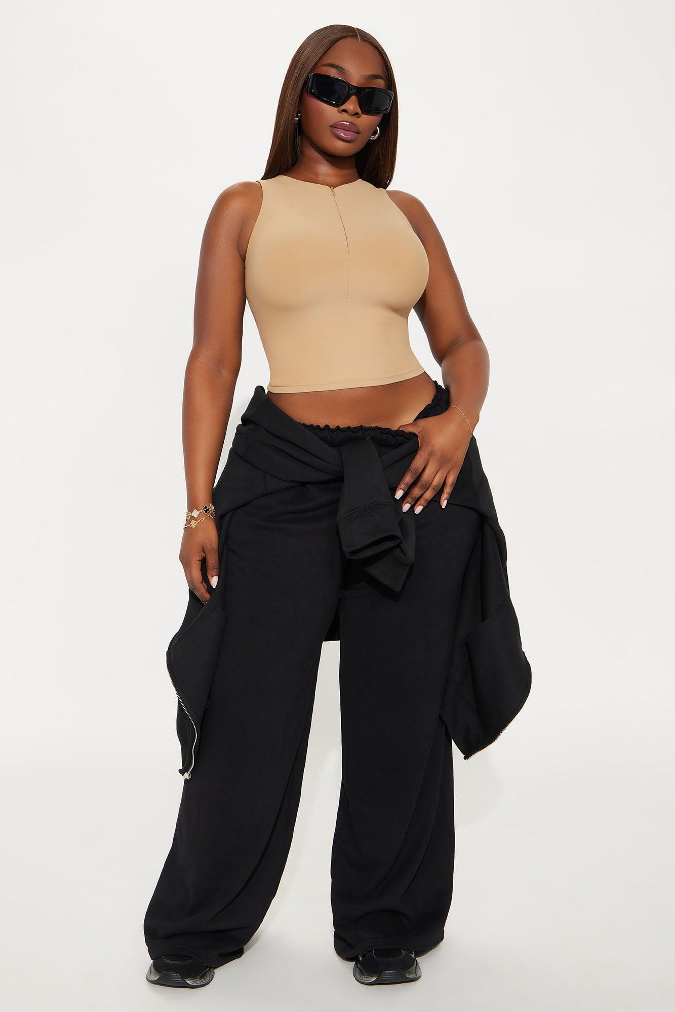 Second Skin Double Lined Zip Front Tank - Mocha Female Product Image