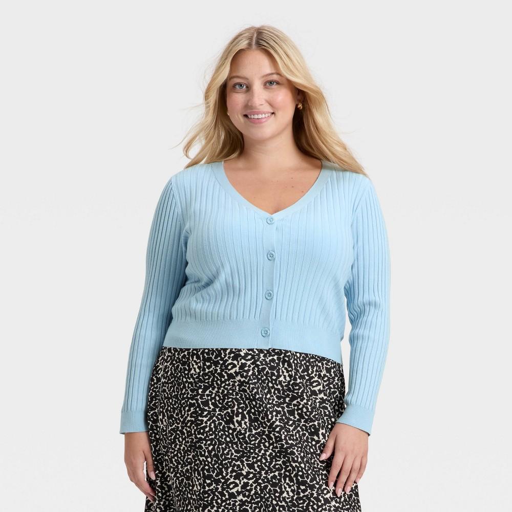 Women's Button-Front Cardigan Sweater - A New Day™ Brown 2X Product Image