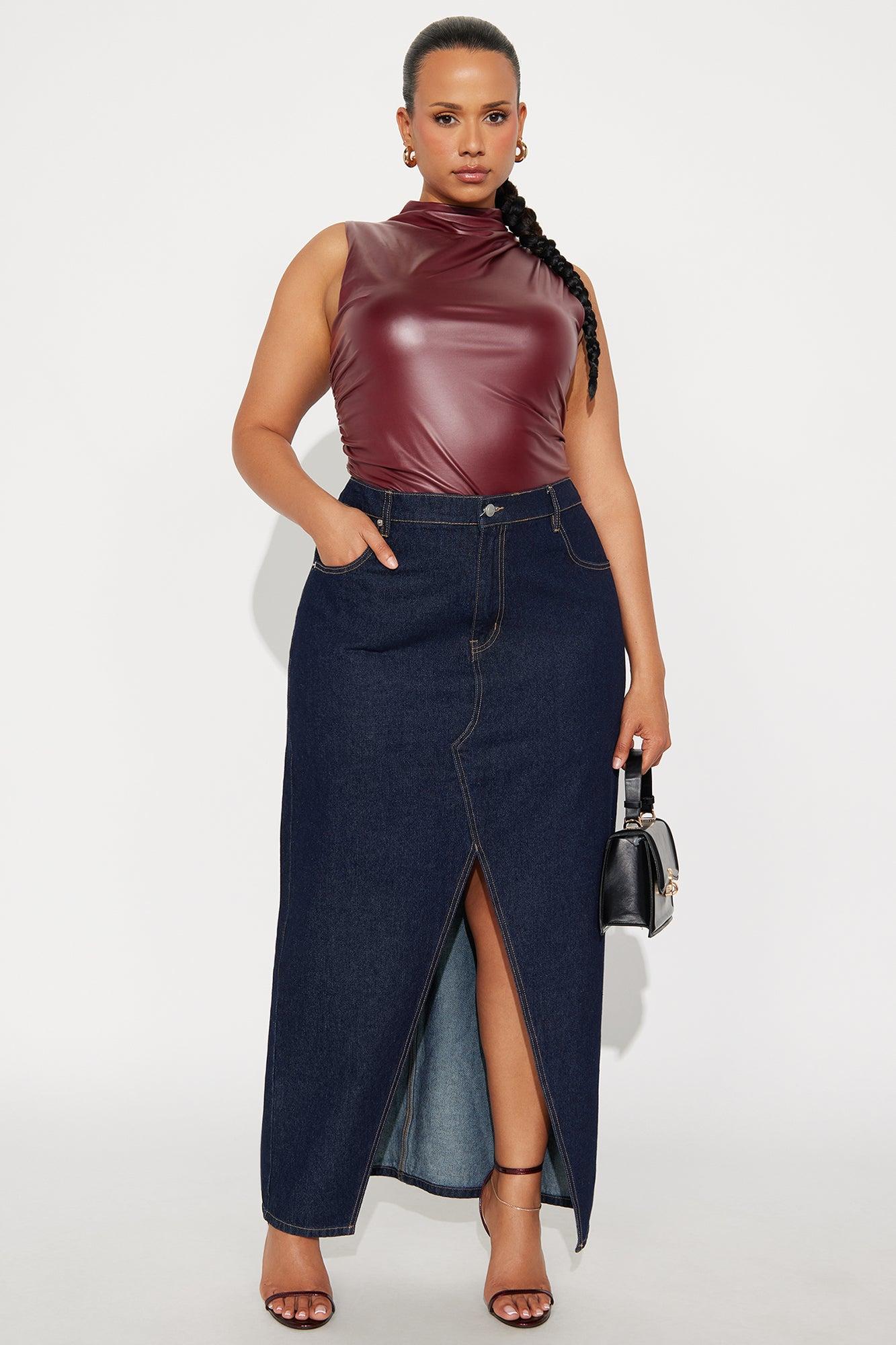 Kourtney Faux Leather Bodysuit - Burgundy Female Product Image