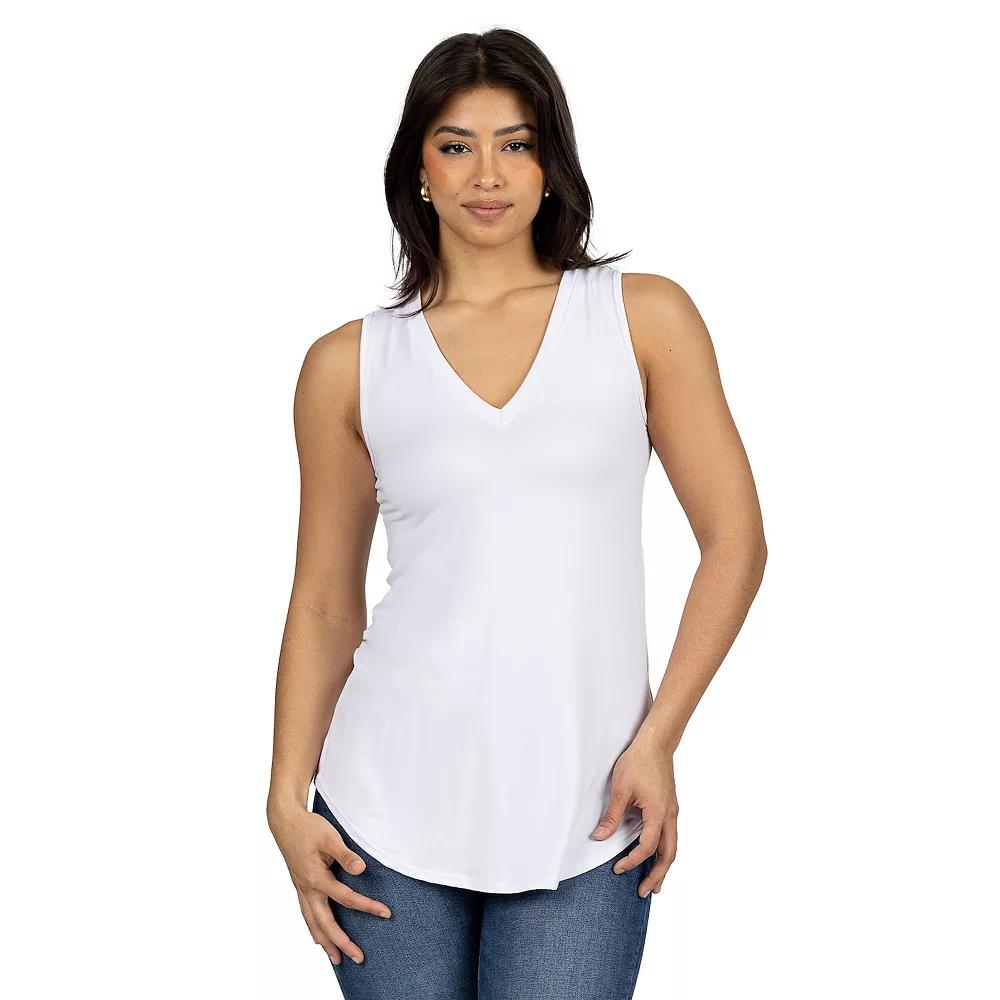 Women's 24seven Comfort Apparel V Neck Tunic Tank Top, Size: Large, White Product Image