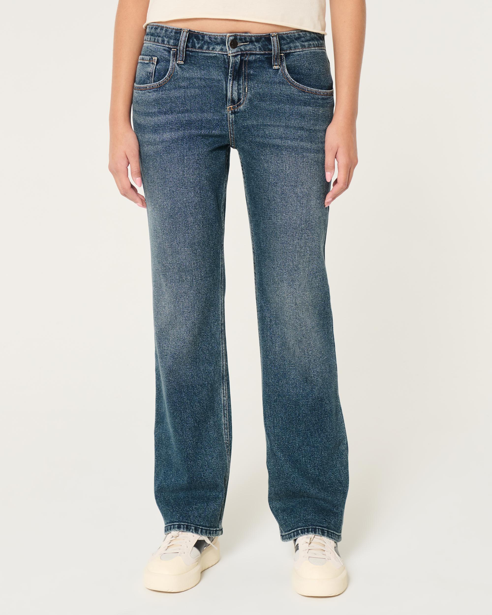 Low-Rise Medium Wash Relaxed Straight Jeans Product Image