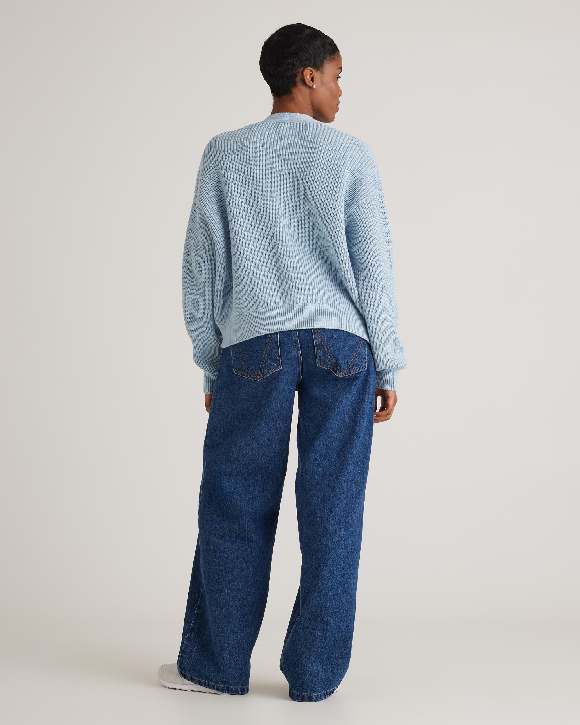 Quince | Women's Fisherman Boxy Cropped Cardigan Sweater Organic Cotton Product Image