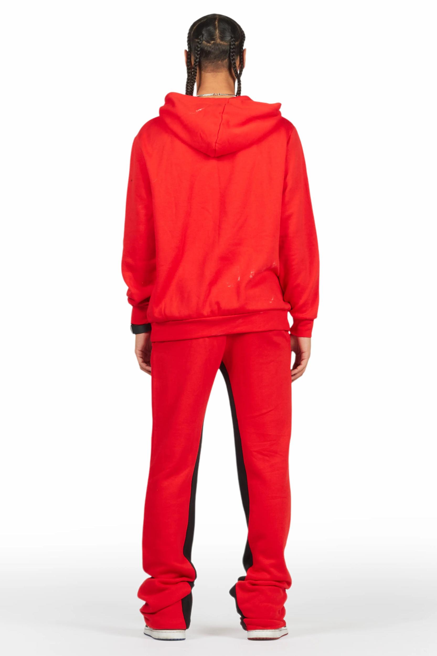 Jaco Red Hoodie Baggy Fit Pant Track Set Male Product Image