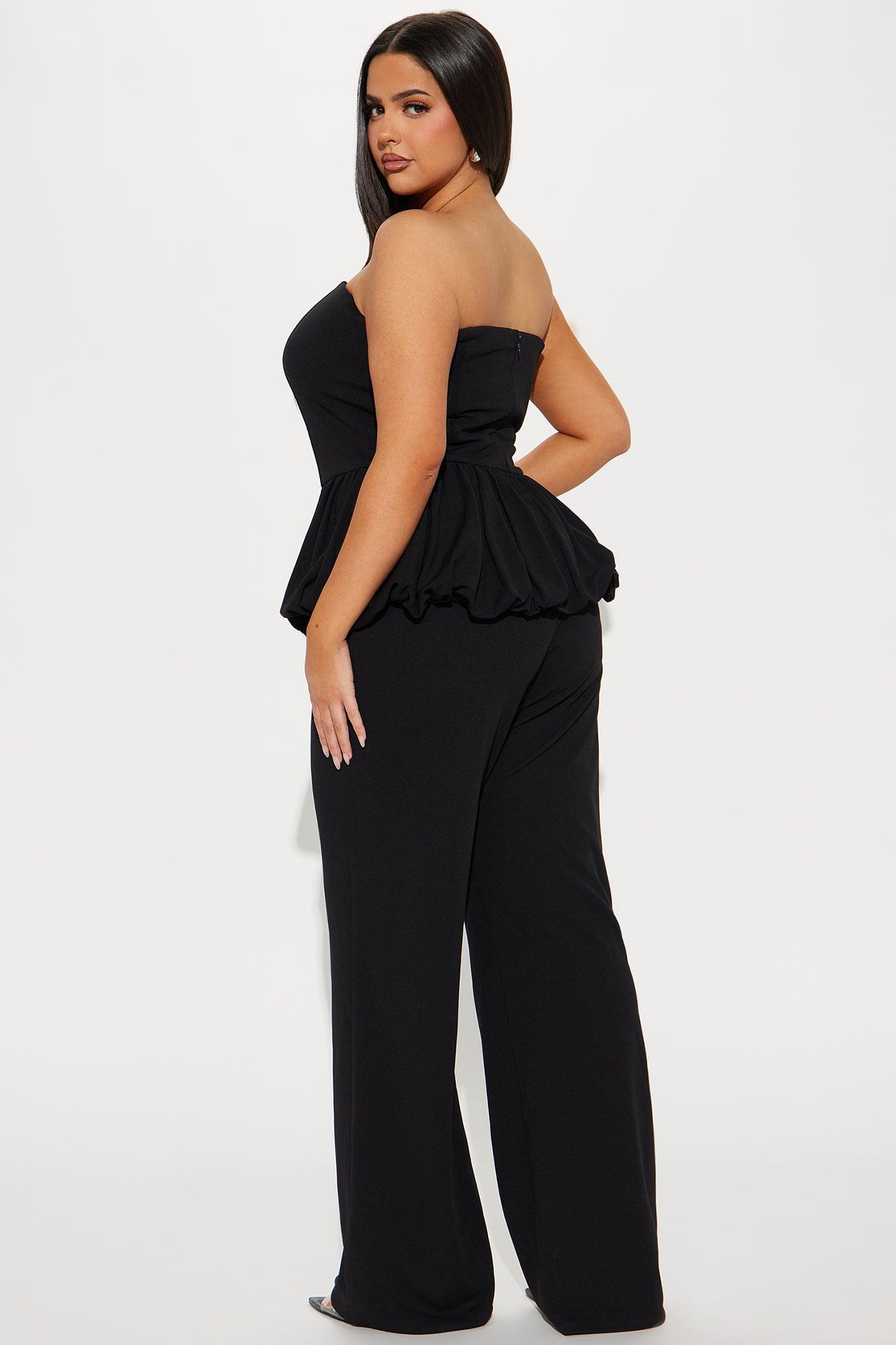 Dream Life Peplum Jumpsuit - Black Product Image