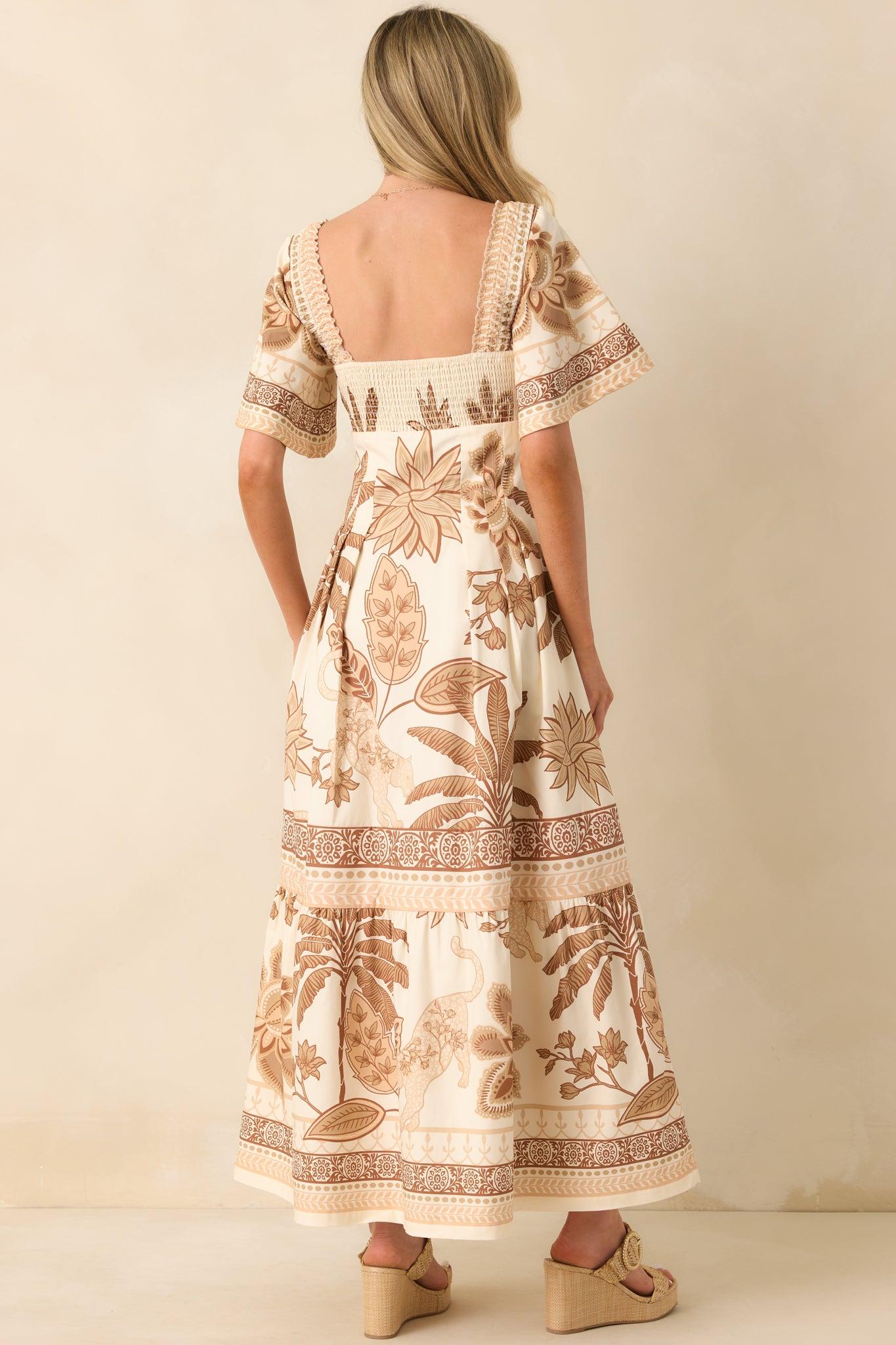 Aylaya Beige Multi Print Cotton Lisbon Maxi Dress Product Image