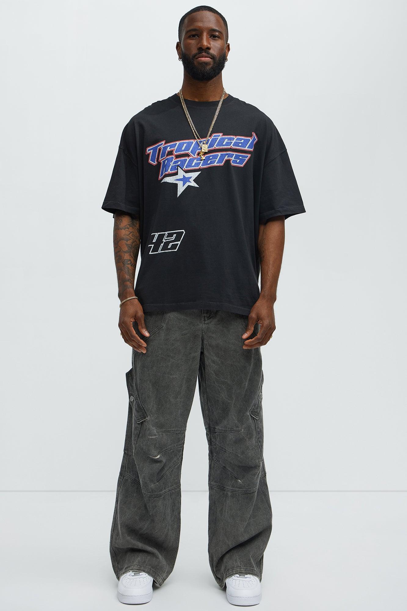 Tropical Racers Oversized Short Sleeve Tee - Black Wash Male Product Image