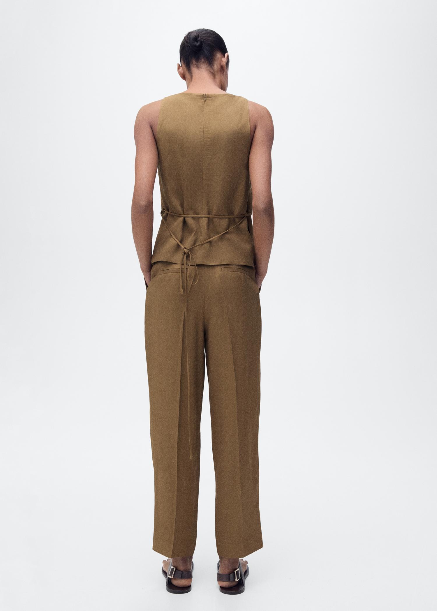 Linen-blend pleated pants - Women | MANGO USA Product Image