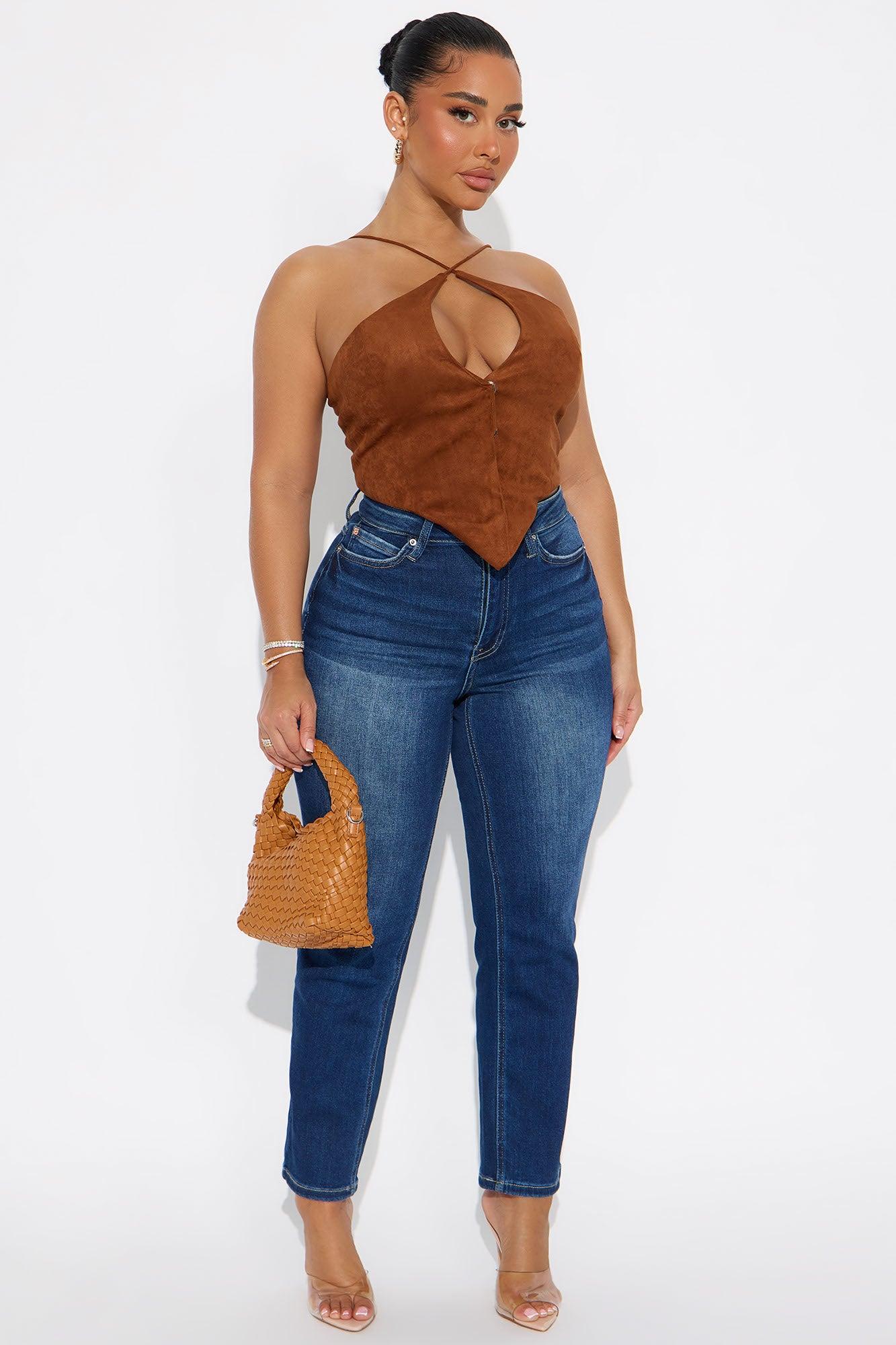 Faye Criss Cross Faux Suede Vest Top - Camel Female Product Image