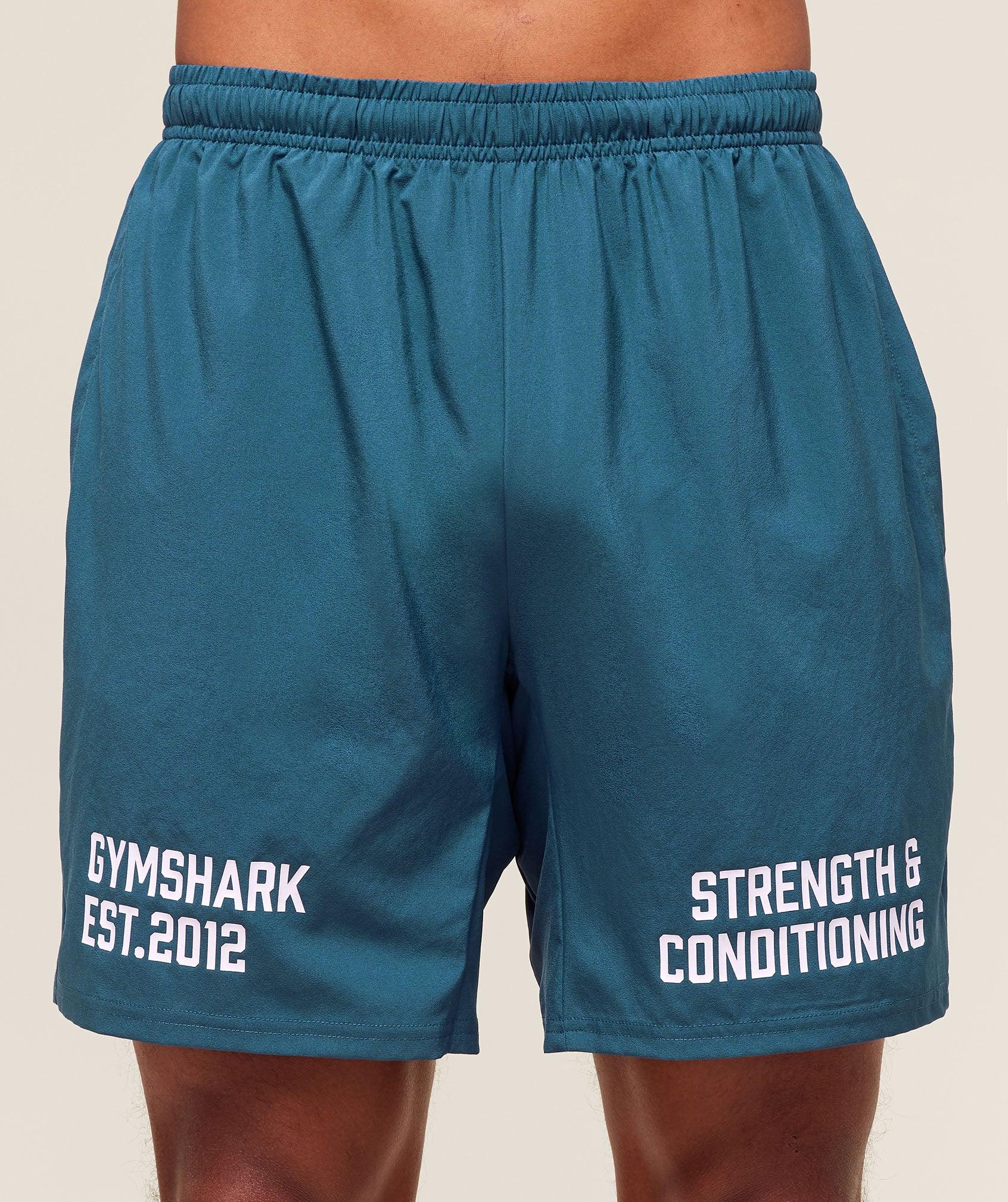 Gymshark S&C Graphic 7" Shorts - Success Blue Male Product Image