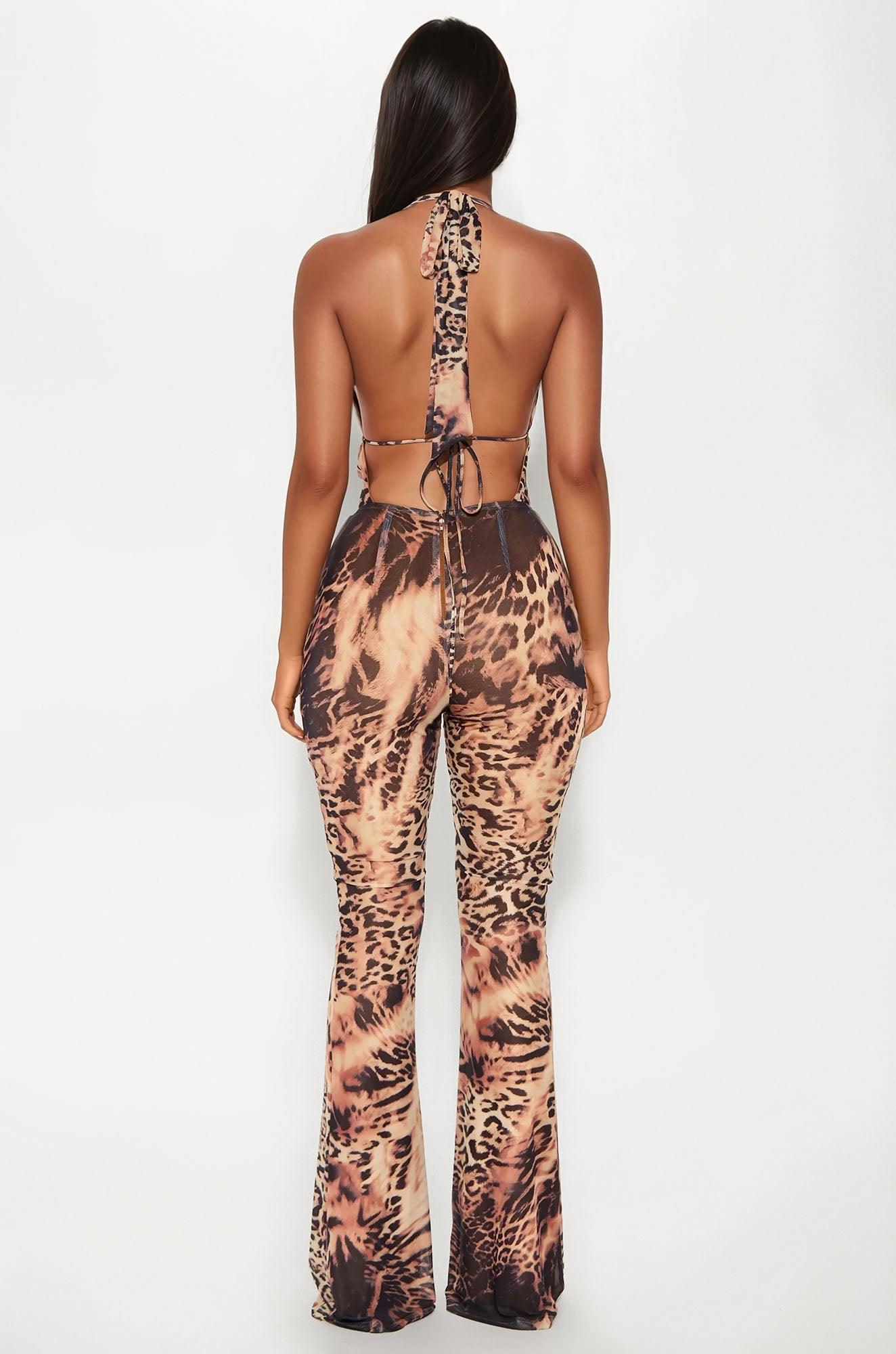 Wild One Leopard Print Mesh Jumpsuit - Leopard Female Product Image