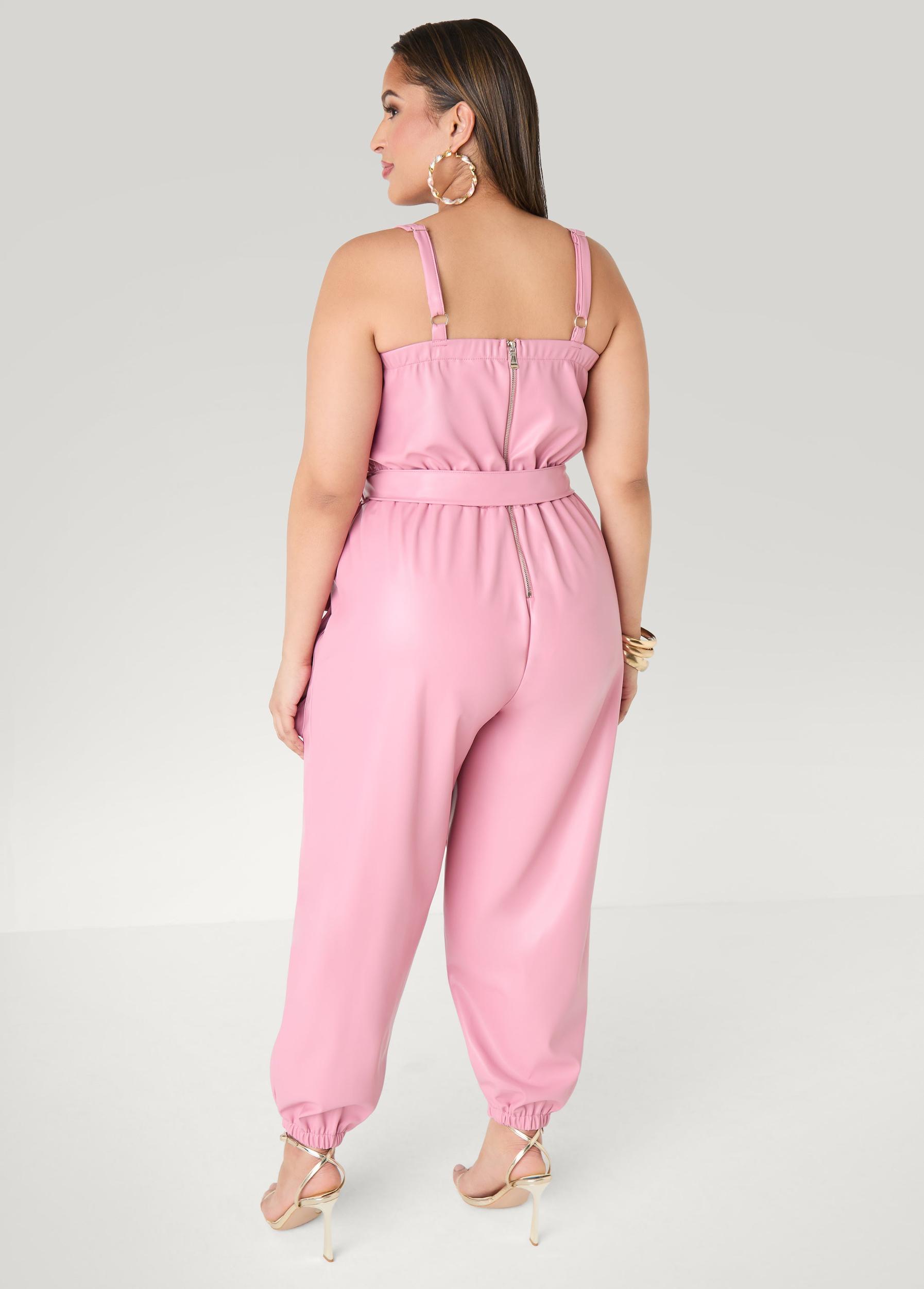 Faux Leather Joggers Jumpsuit Product Image