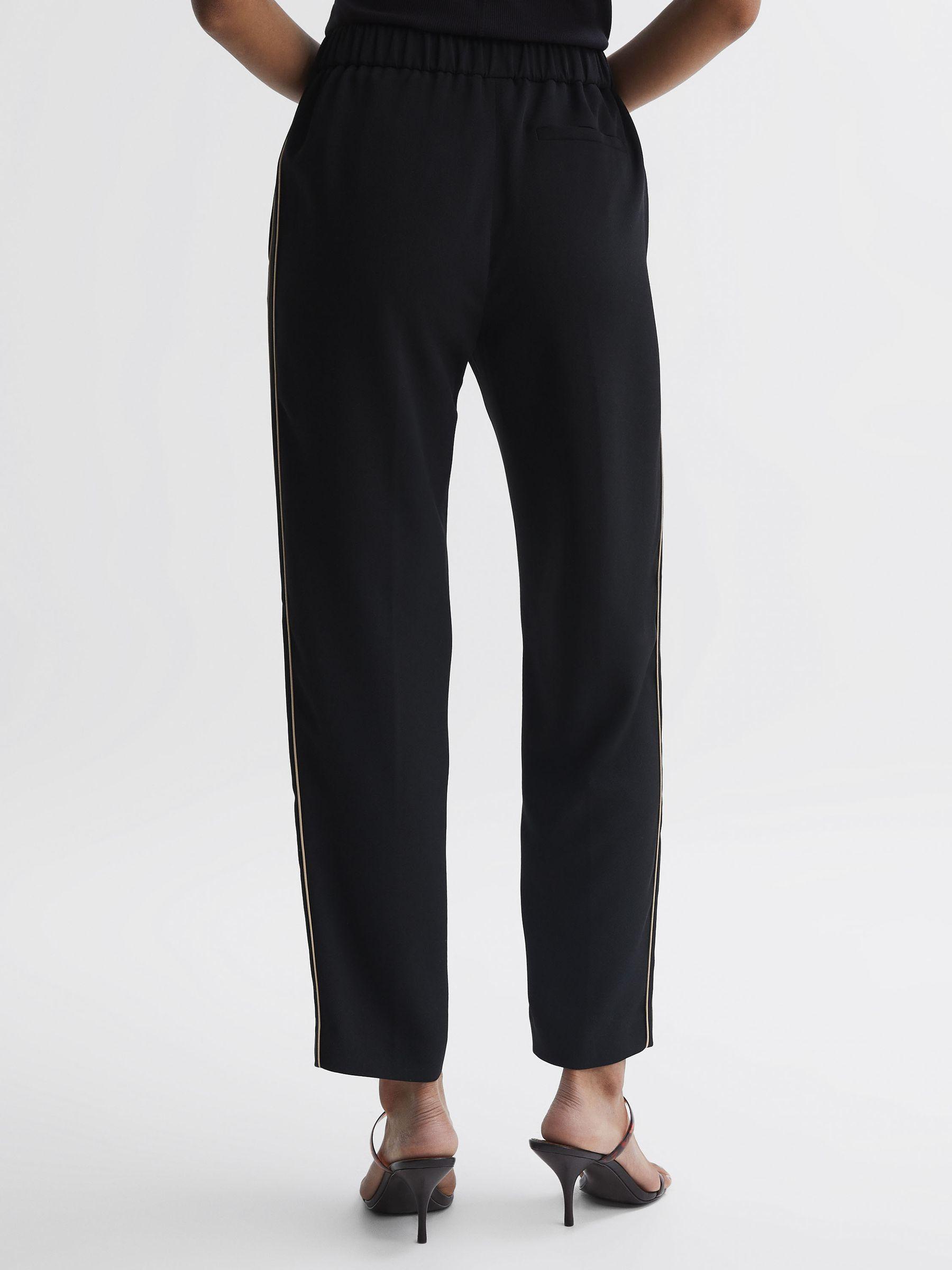 Tapered Fit Side Stripe Trousers in Black Product Image