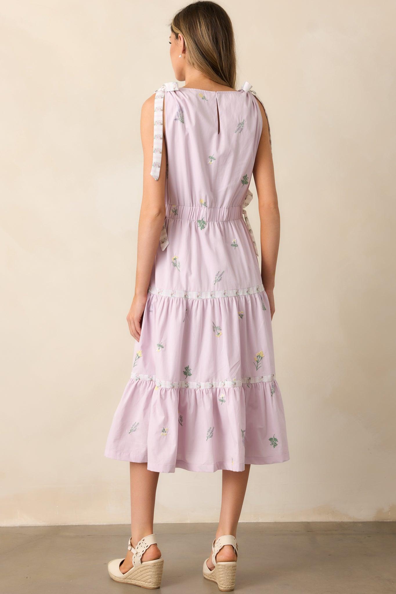 Morning Market Cotton Lavender Floral Midi Dress Product Image