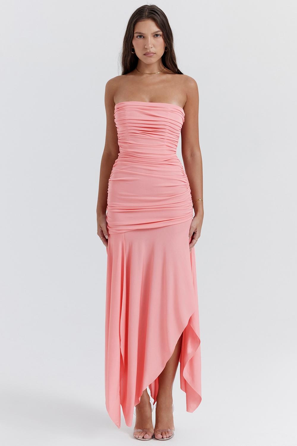Ivana  apricot gathered asymmetric dress - sale Product Image
