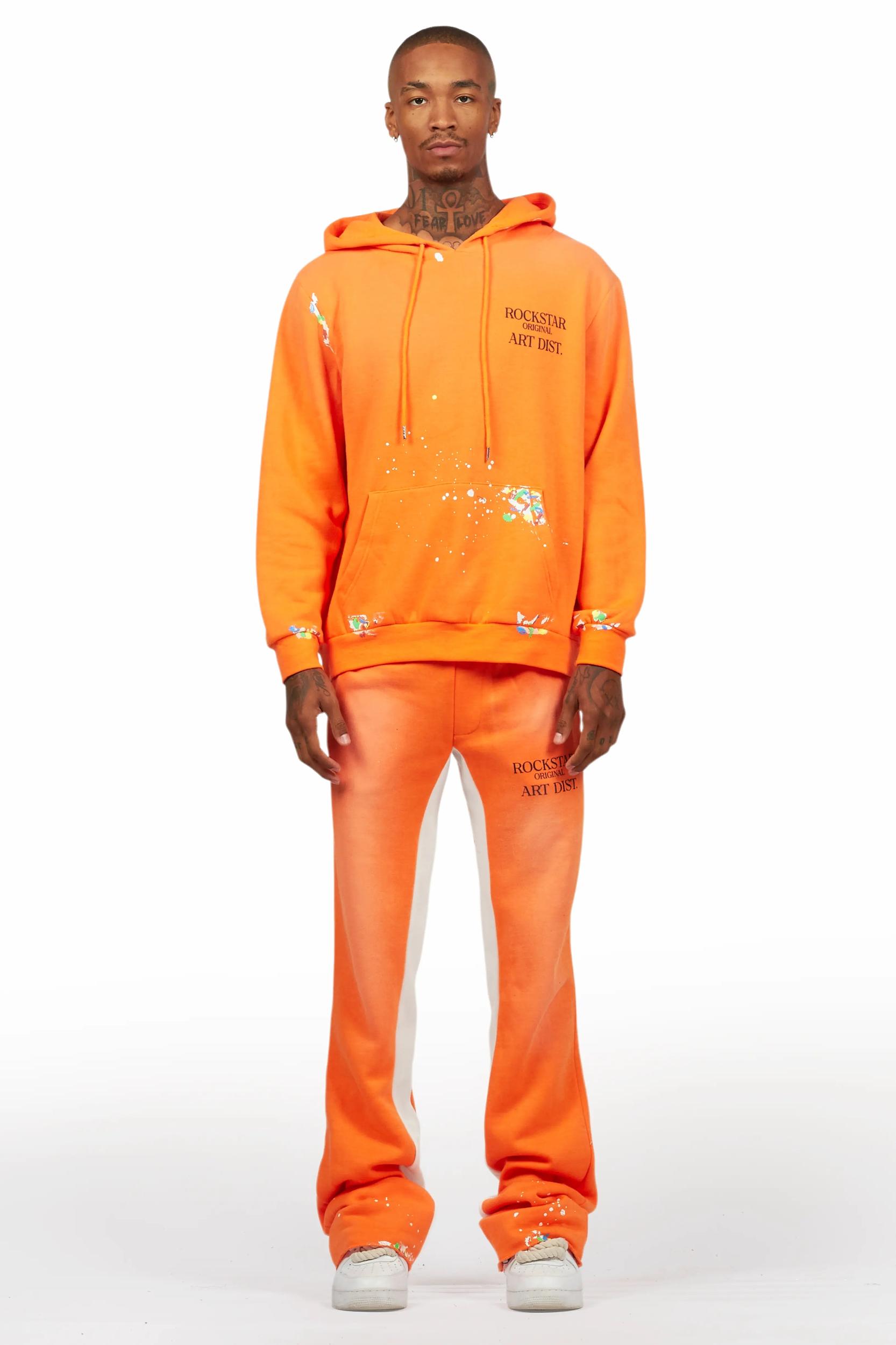 Rockstar Art Dist. Orange Hoodie/Baggy Track Pant Set Male Product Image