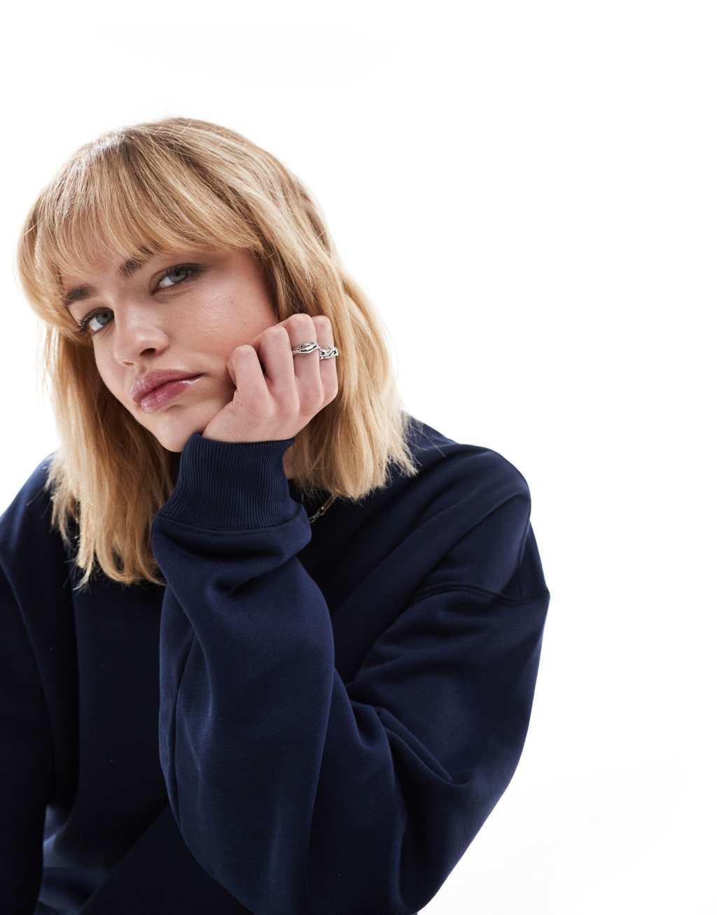 Weekday Essence sweatshirt in navy Product Image