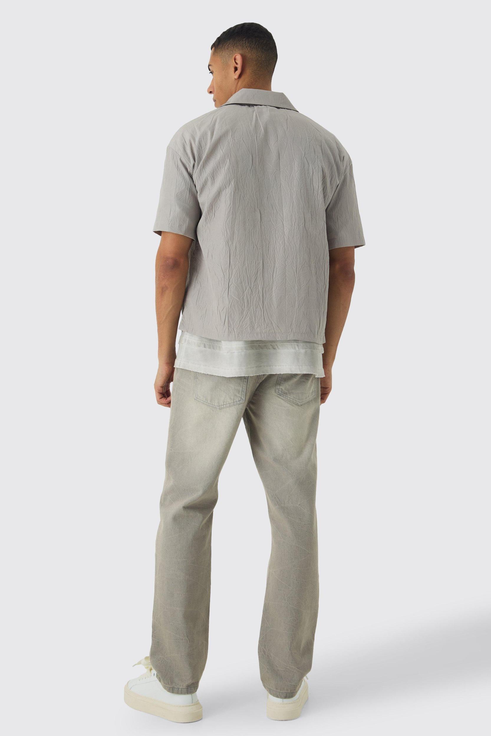 Oversized Boxy Crinkle Shirt | boohooMAN USA Product Image