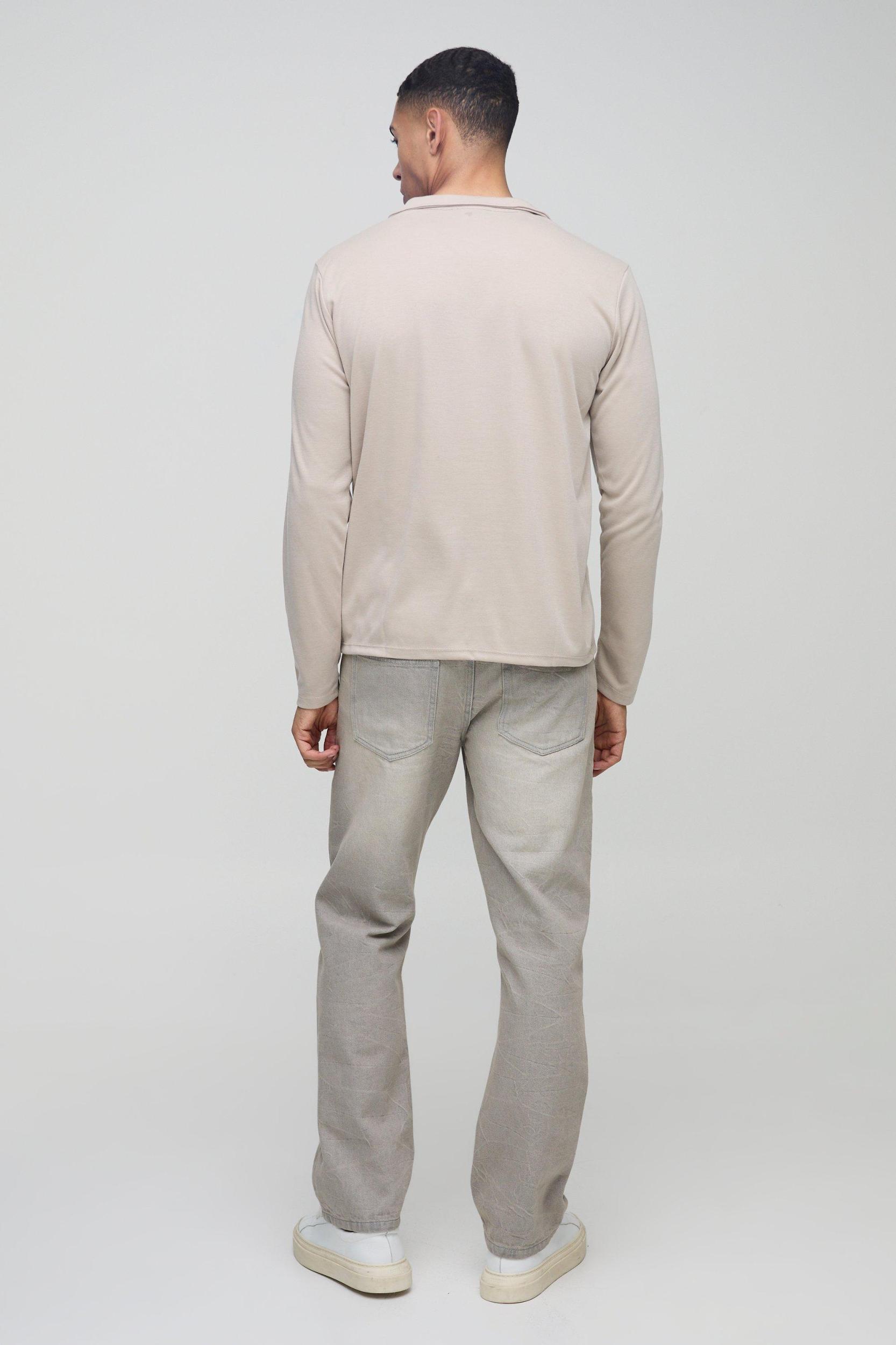 Regular Fit Long Sleeve Interlock Shirt | boohooMAN USA Product Image