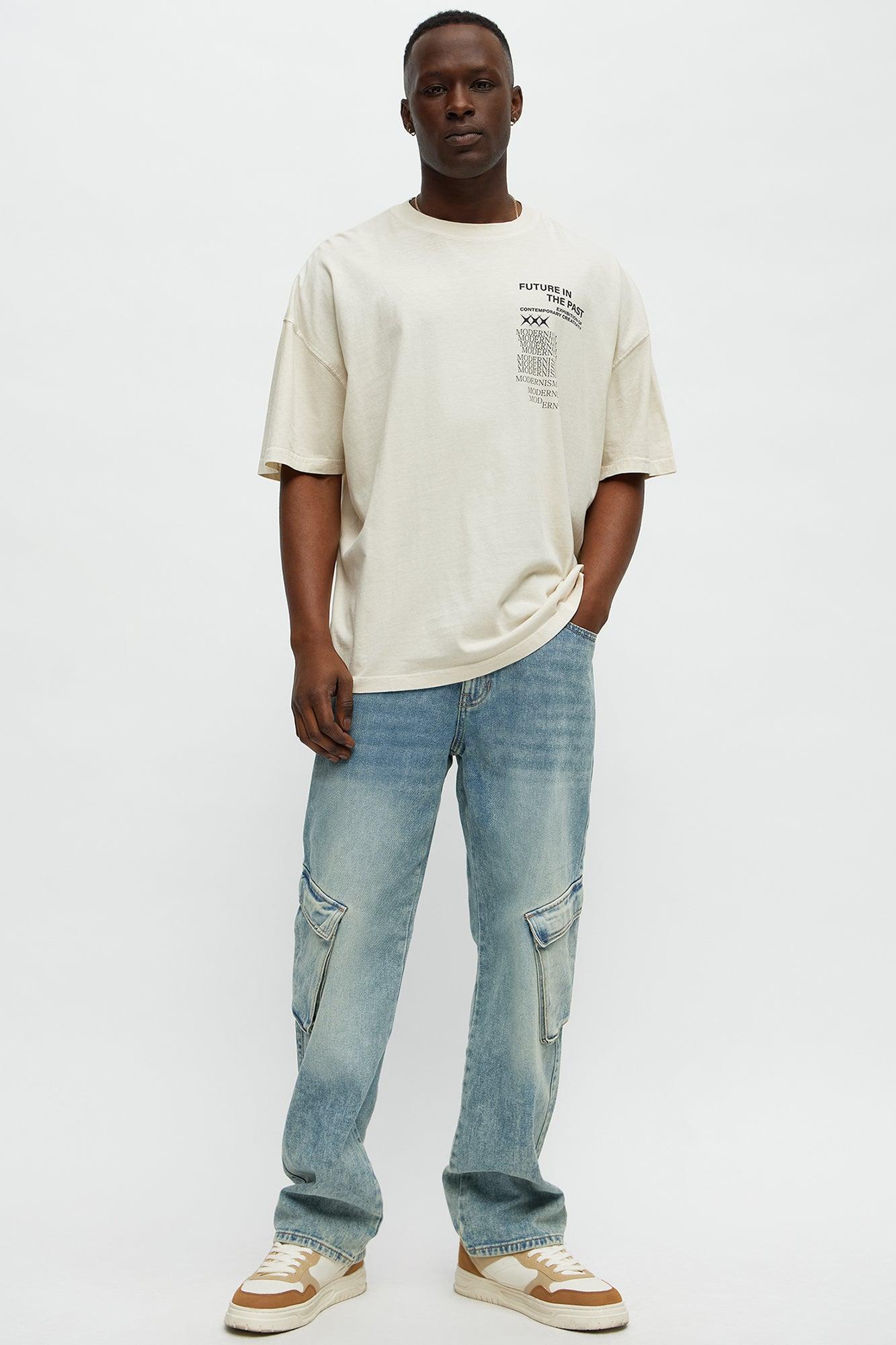 Modernism Art Center Oversized Short Sleeve Tee - Cream Male Product Image