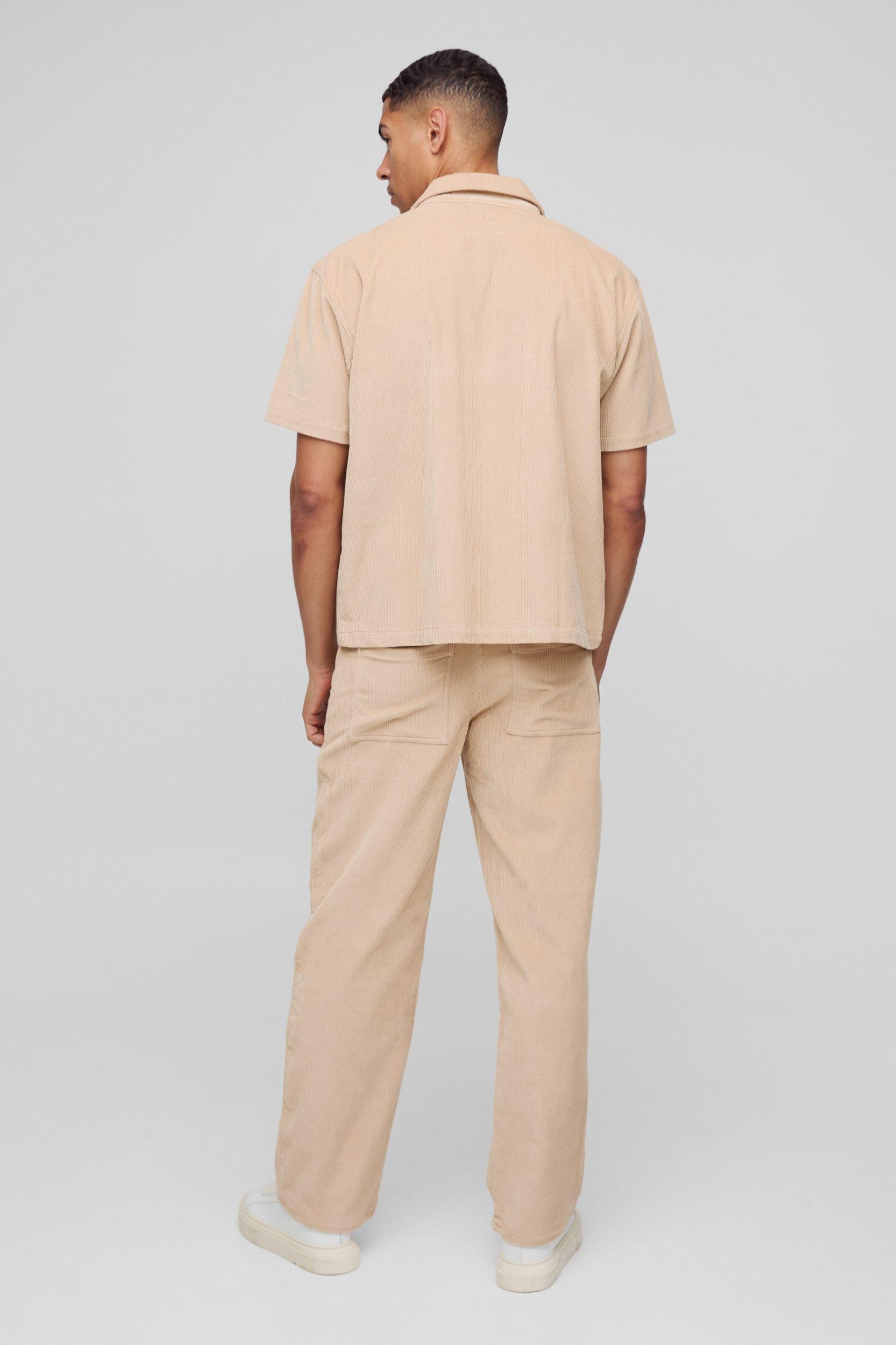 Boxy Acid Wash Corduroy Shirt | boohooMAN USA Product Image