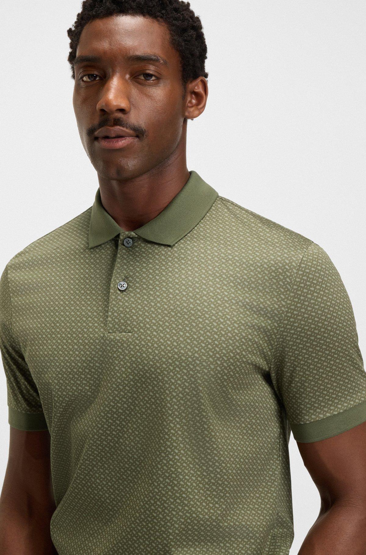 Mercerized-cotton polo shirt with two-tone monograms Product Image