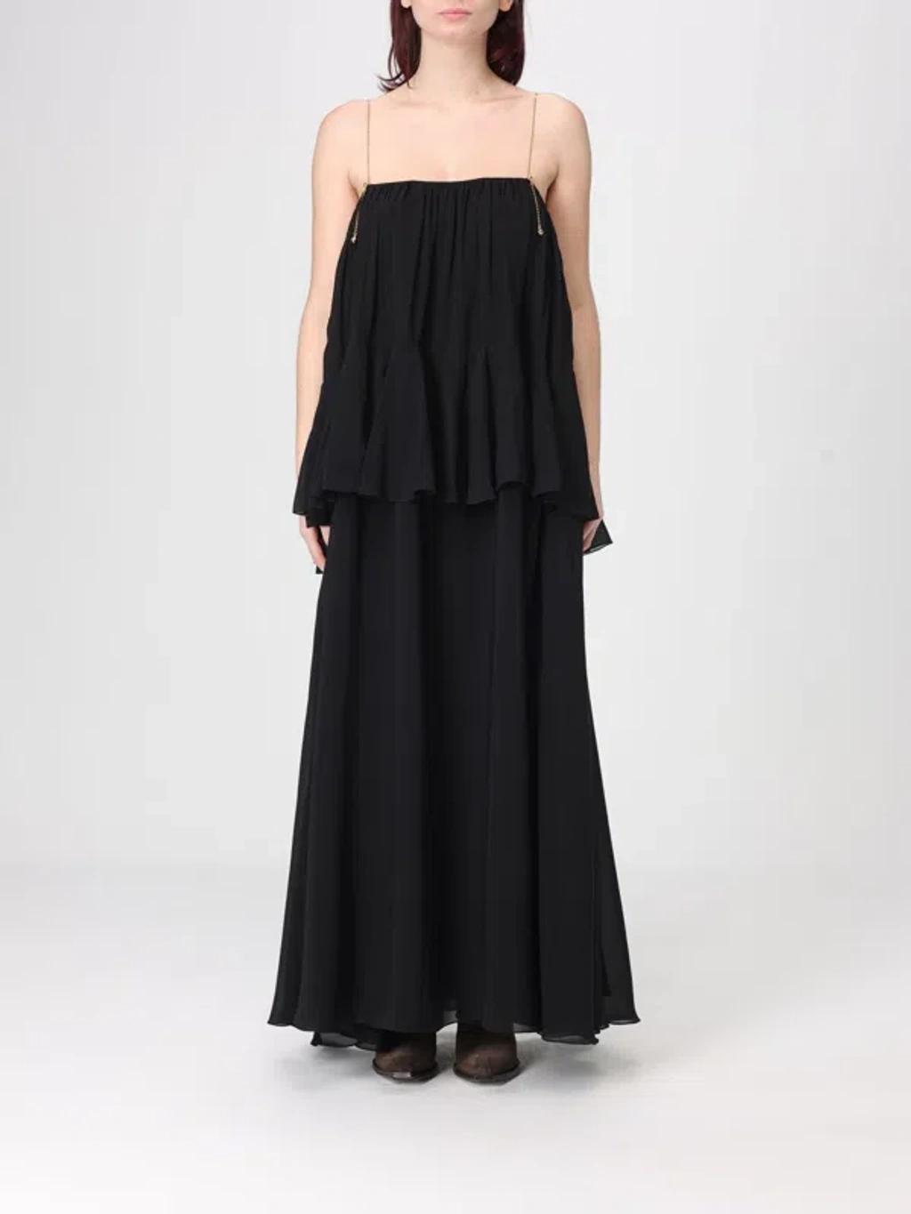 CHLOÉ Open-back Embellished Tiered Silk-georgette Maxi Dress In Black Product Image