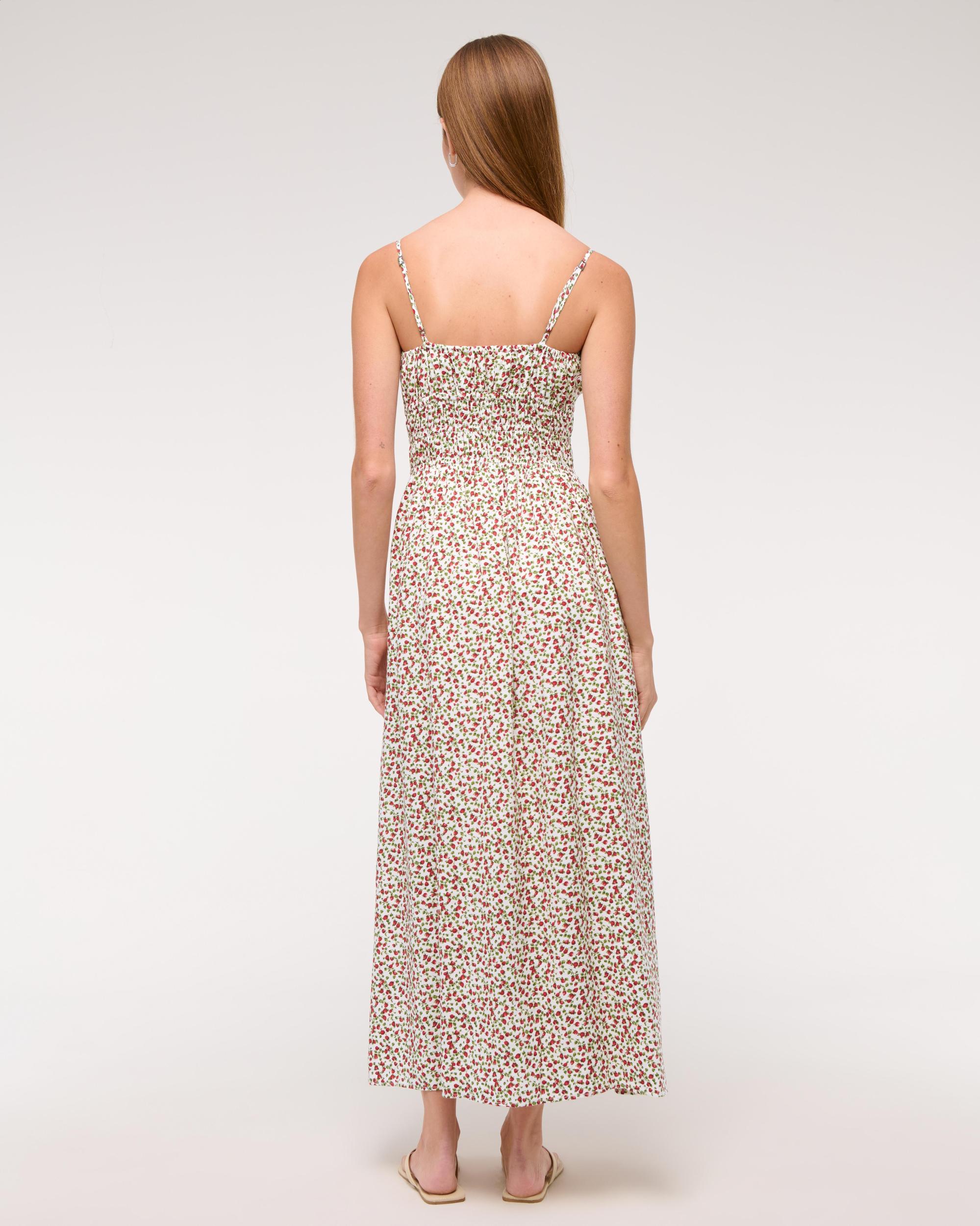 Smocked Tie-Front Maxi Dress Product Image