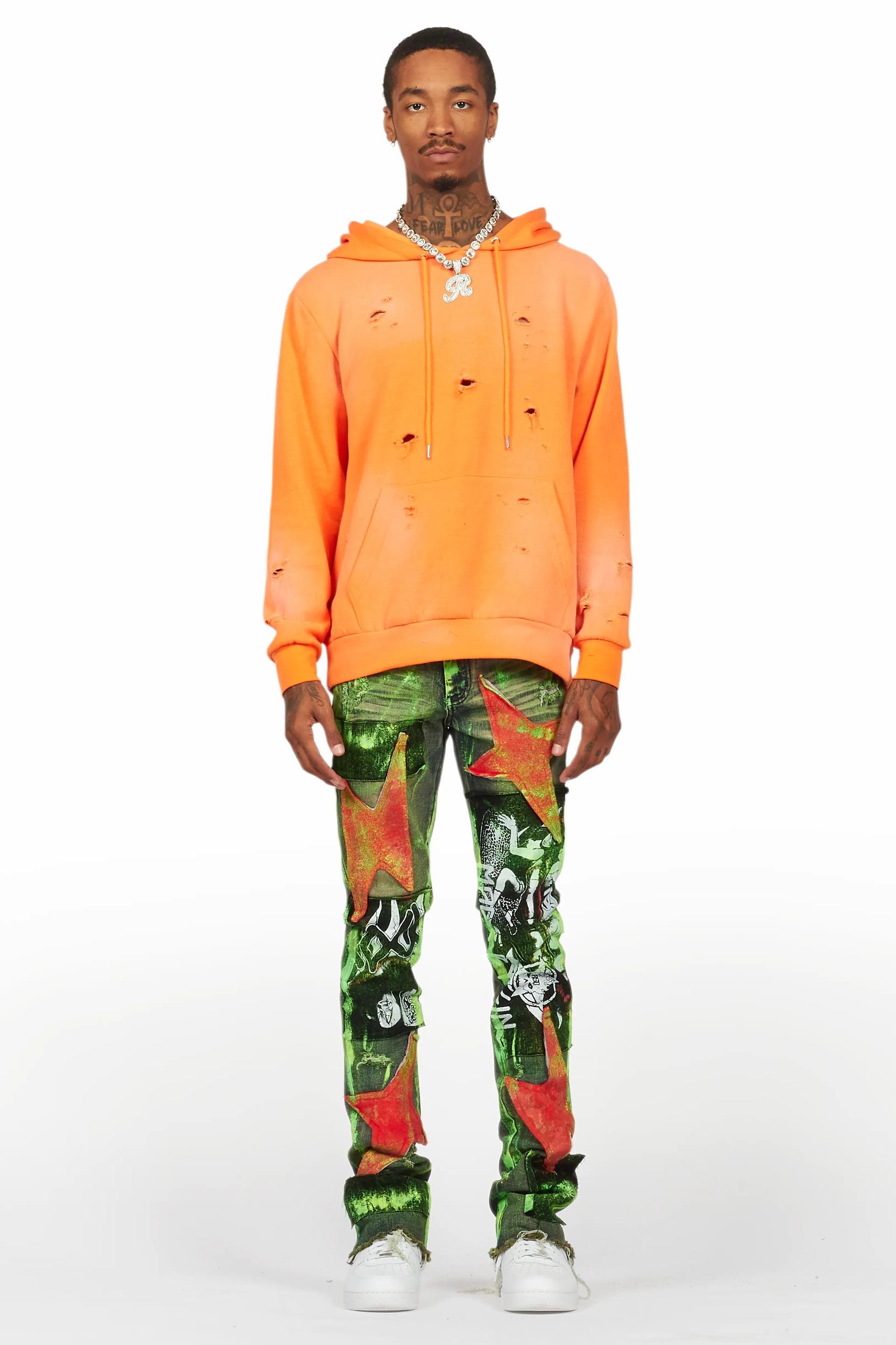 Valko Blue/Green Roller Paint Stacked Flare Jean Male Product Image