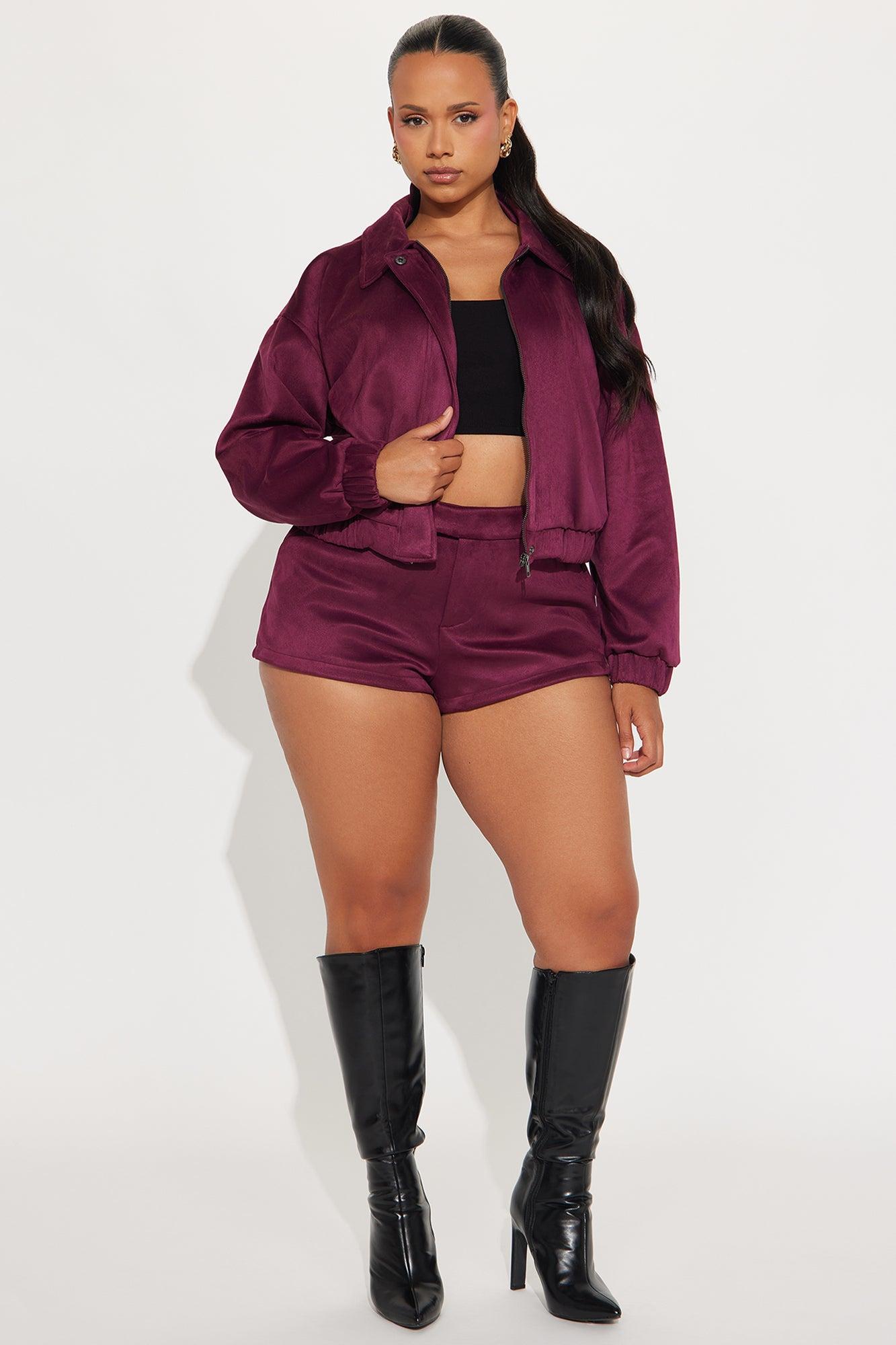 Amina Faux Suede Micro Short - Wine Female Product Image