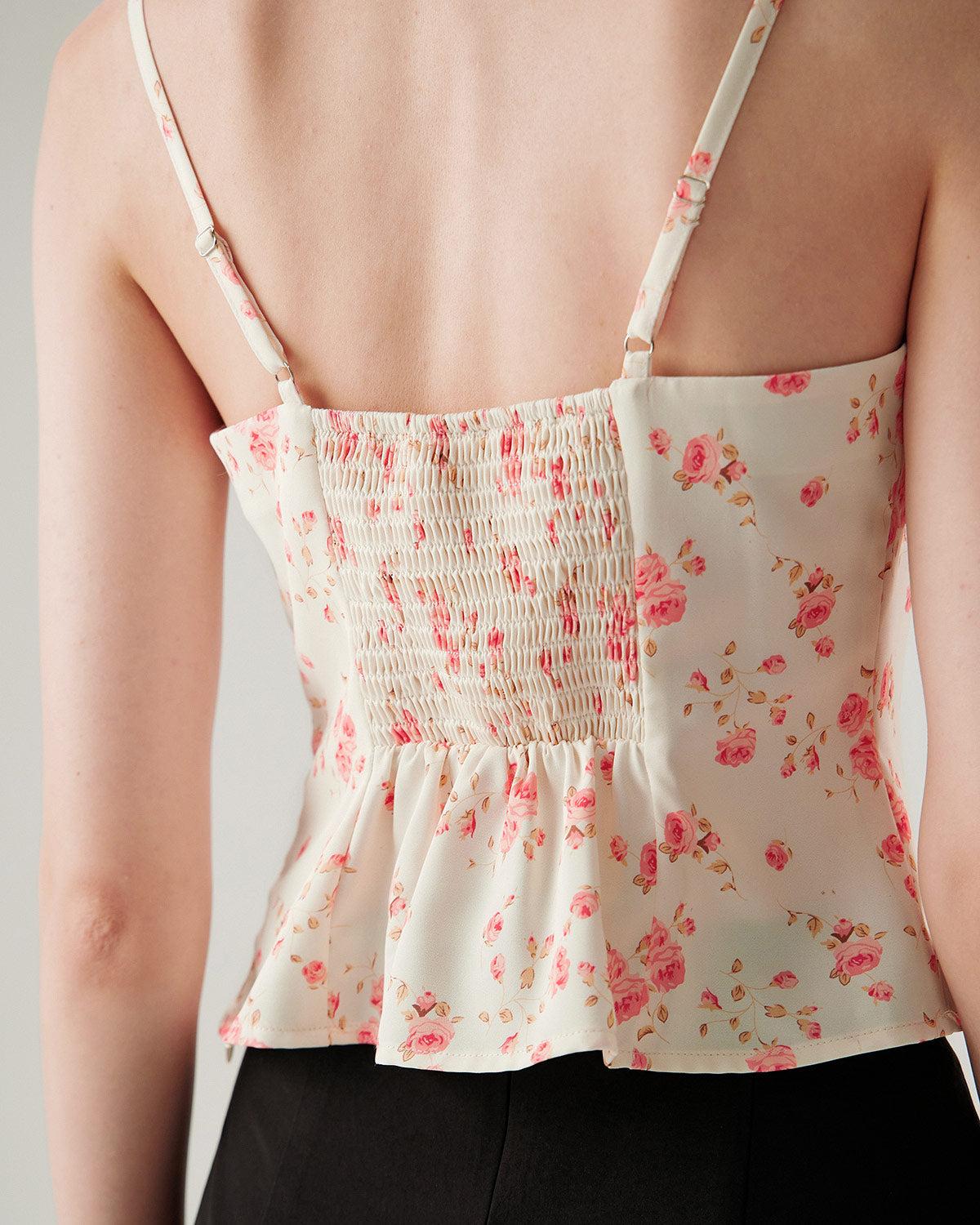 Pink Floral Cropped Cami Top Product Image