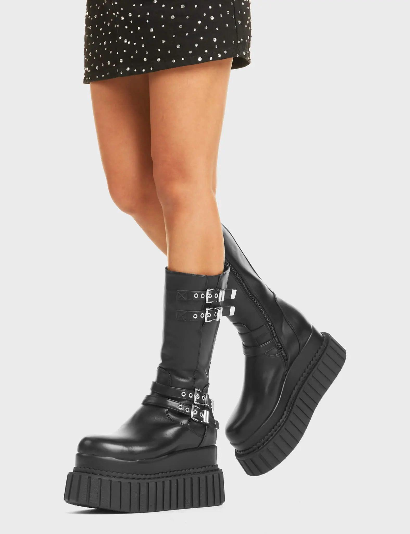 Night Time Chunky Creeper Platform Calf Boots Product Image